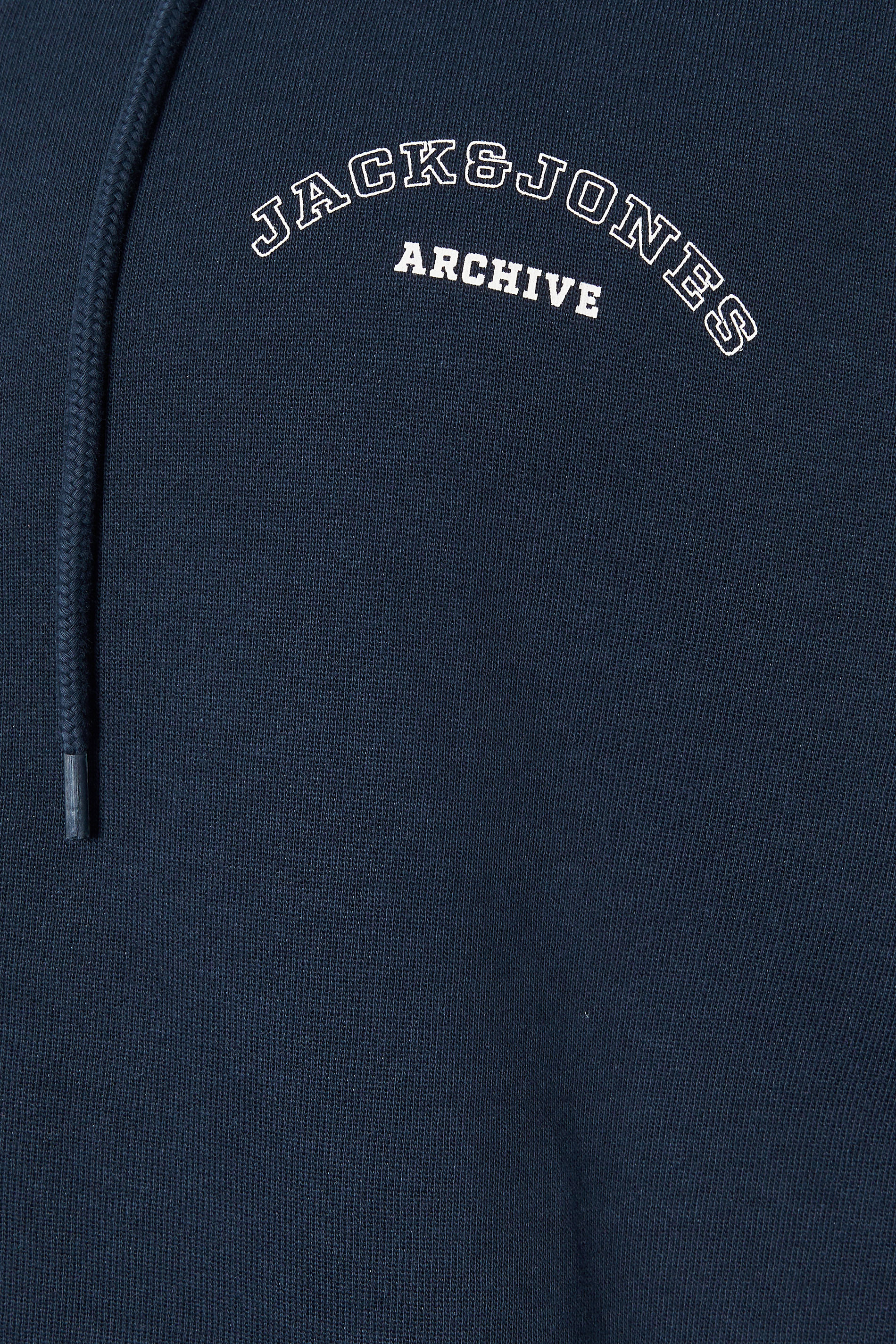 JACK & JONES Big & Tall Navy Blue Zip Through Print Hoodie | BadRhino 5