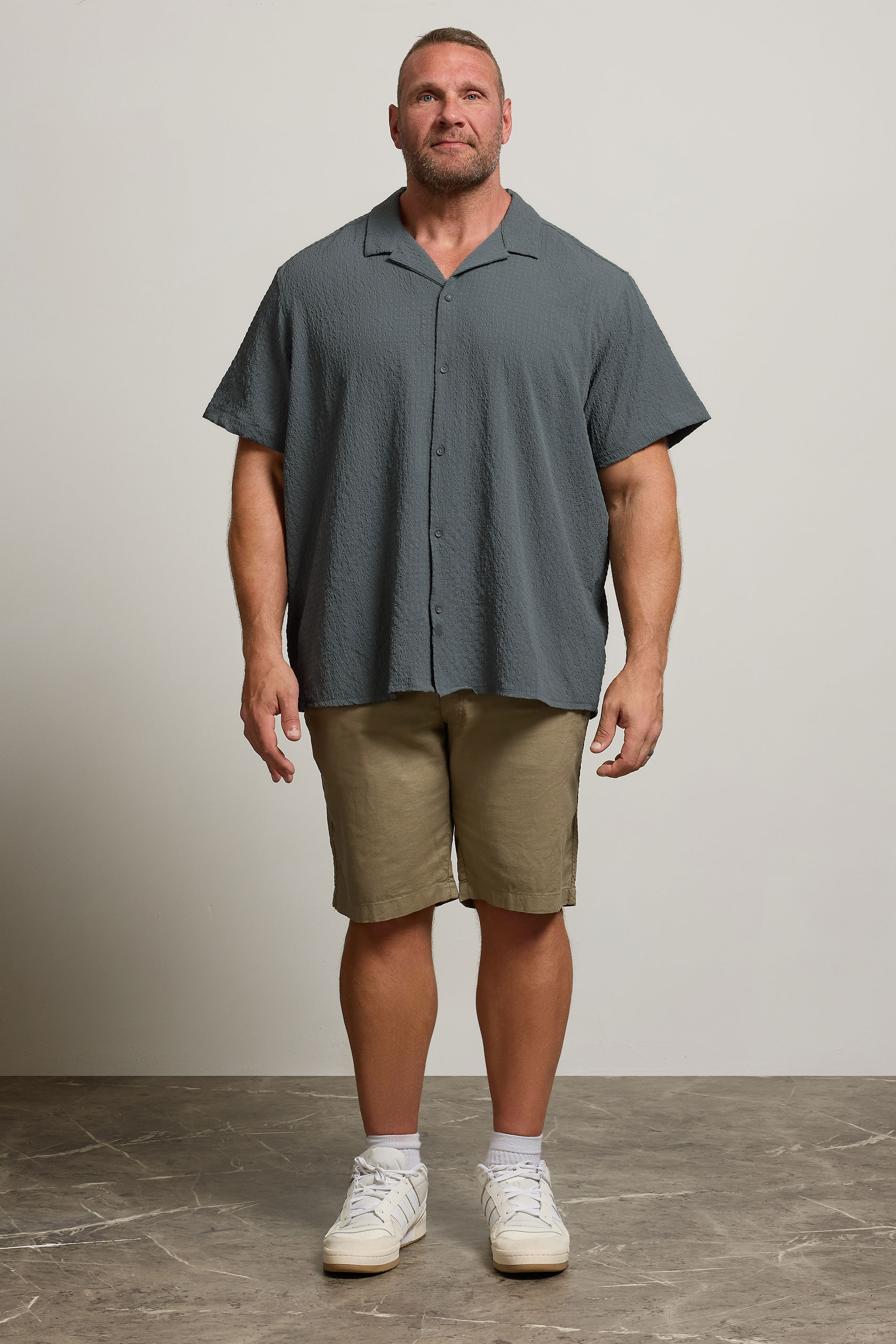 JACK & JONES Big & Tall Green Textured Resort Shirt | BadRhino 1