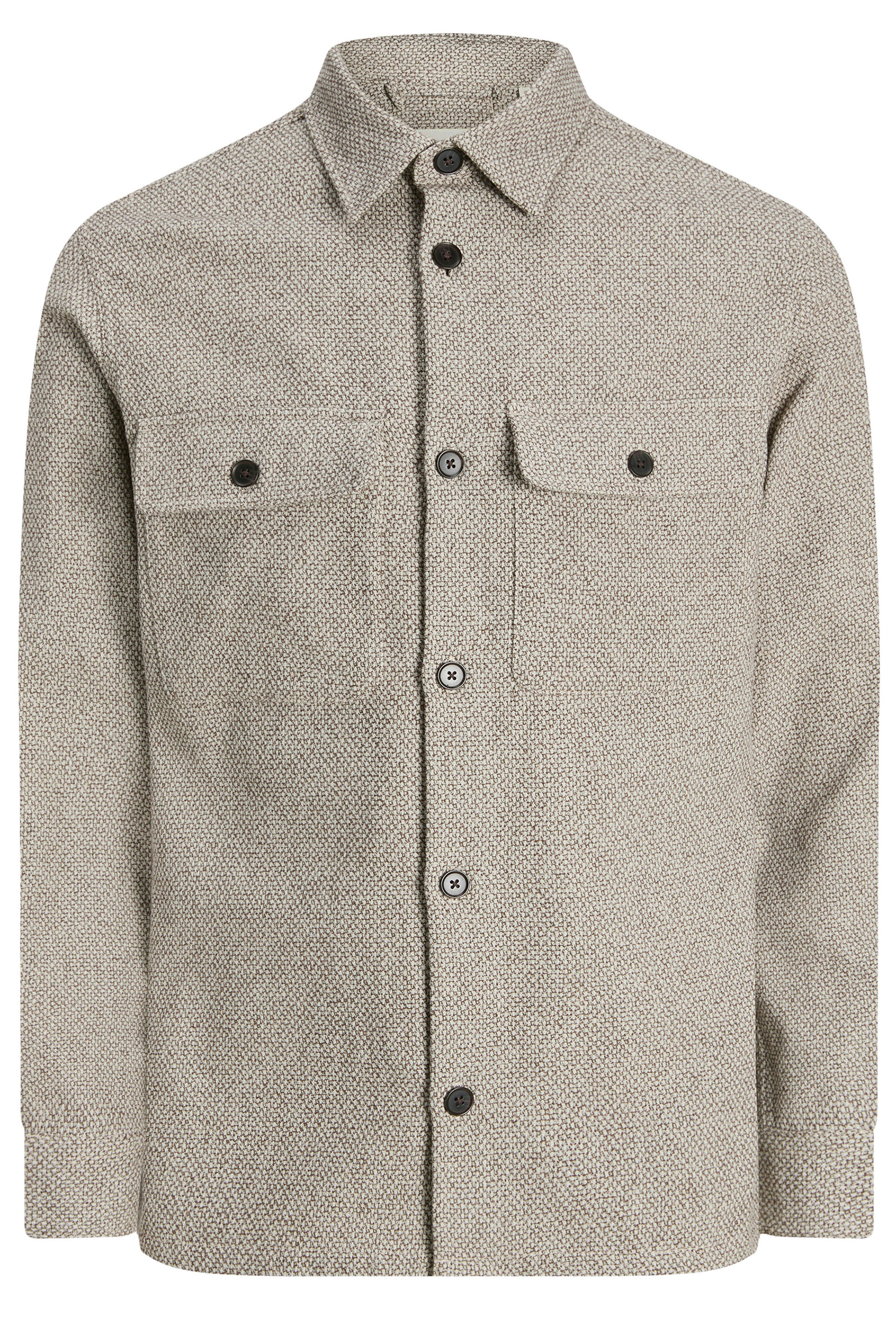 JACK & JONES Big & Tall Brown Woven Check Overshirt | BadRhino 2