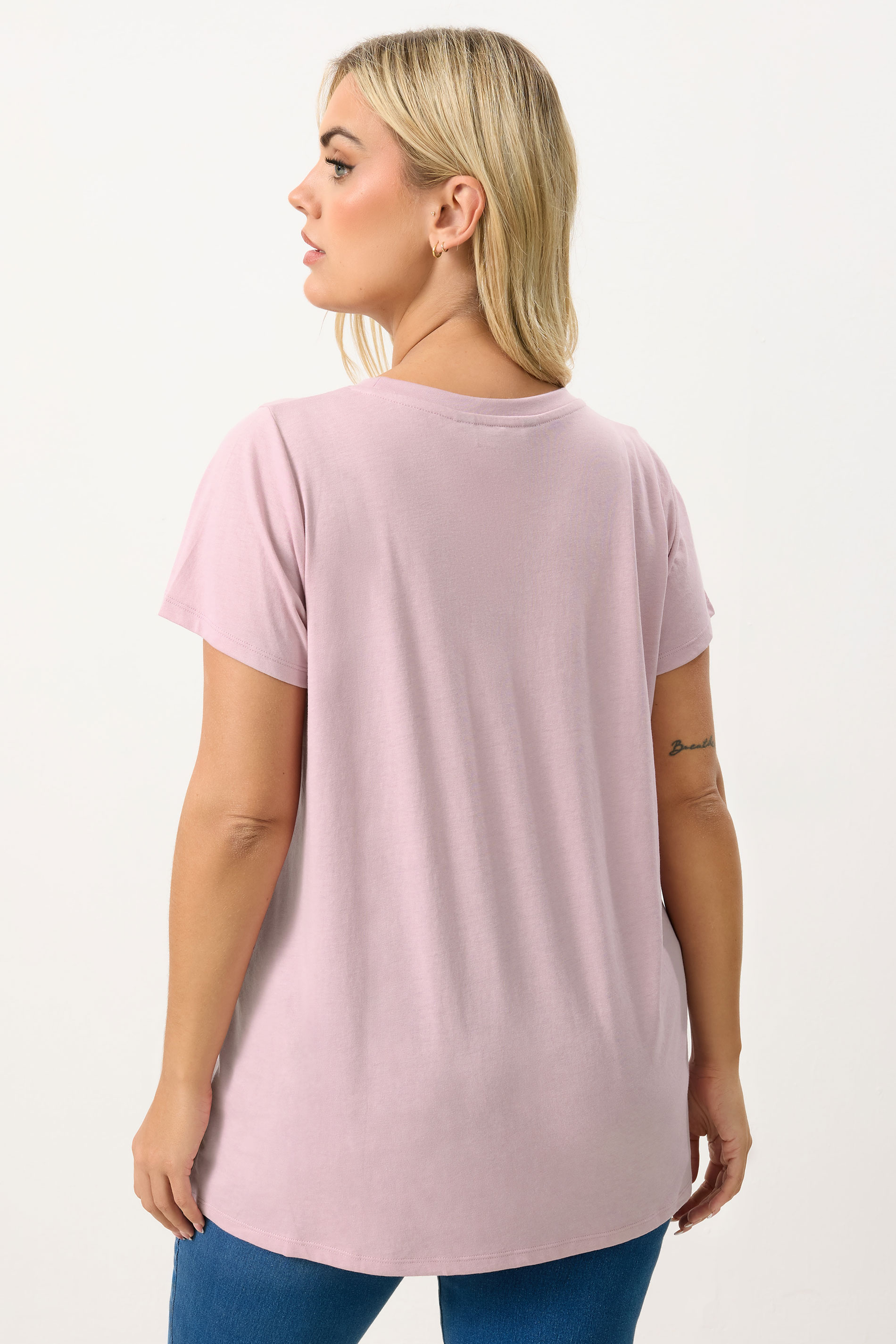 YOURS Plus Size Light Pink Core T-Shirt | Yours Clothing 2