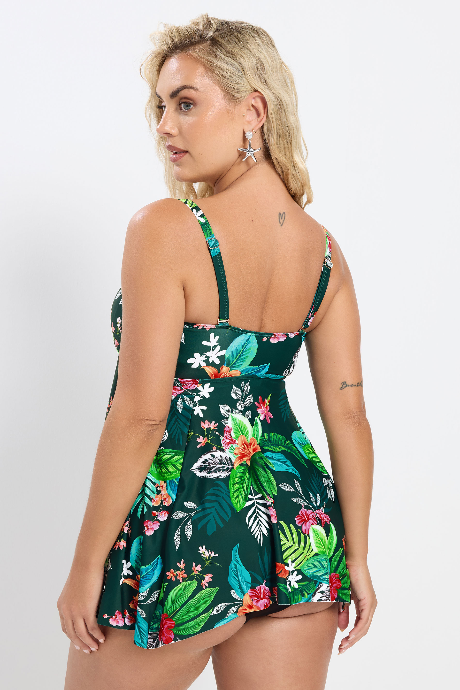 YOURS Plus Size Green Tropical Print Tankini Top | Yours Clothing 7