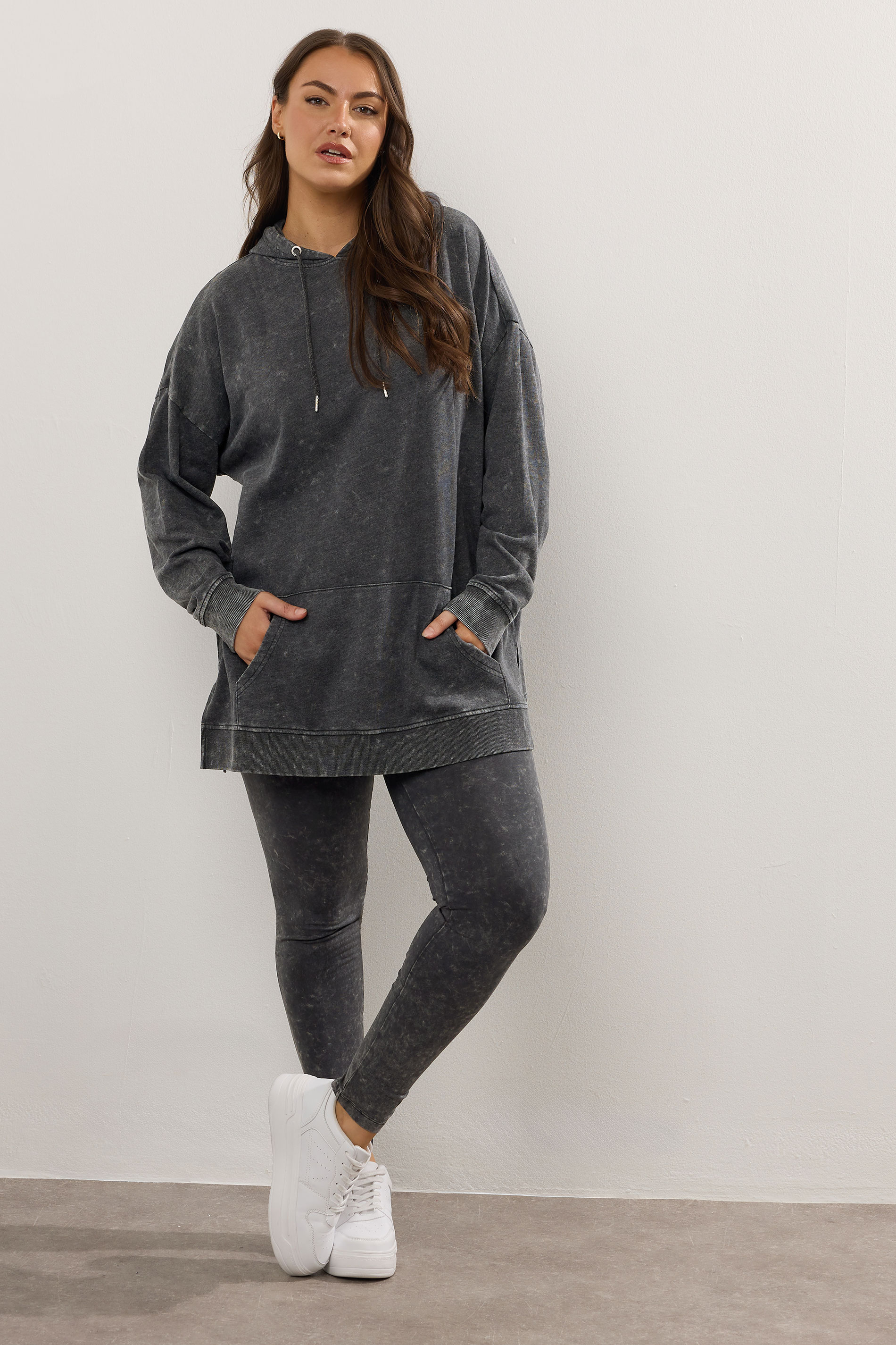 YOURS Plus Size Black Acid Wash Leggings | Yours Clothing 3