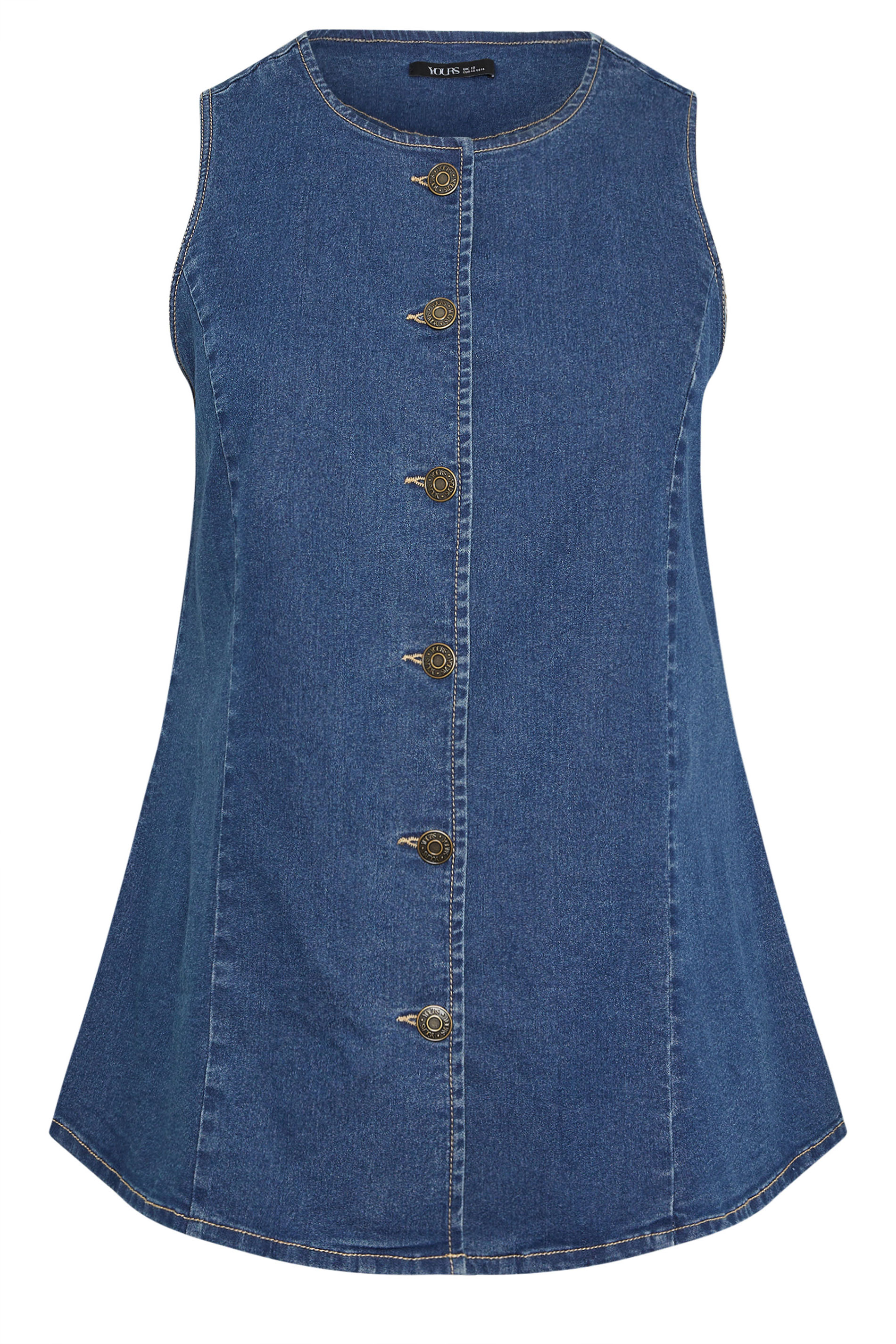 YOURS Plus Size Mid Blue Denim Waistcoat | Yours Clothing 5