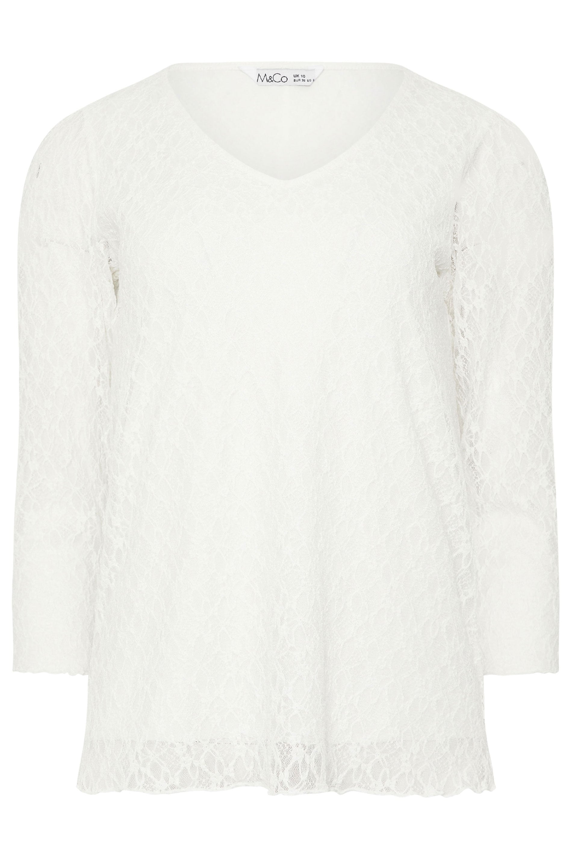 M&Co Ivory White Floral Lace Long Sleeve Top | M&Co 5