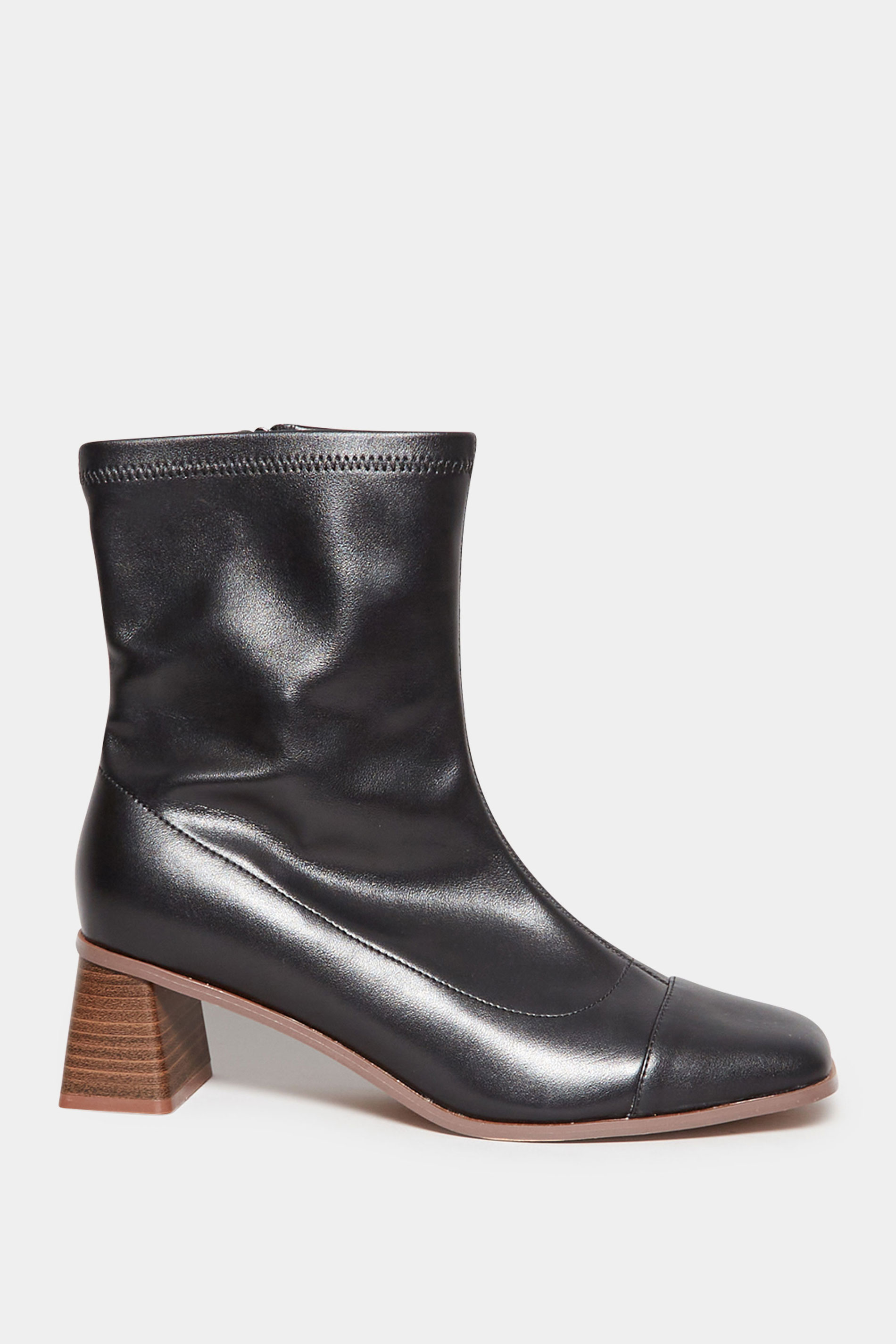 LIMITED COLLECTION Black Square Toe Block Heel Boots In Extra Wide EEE Fit | Yours Clothing 3