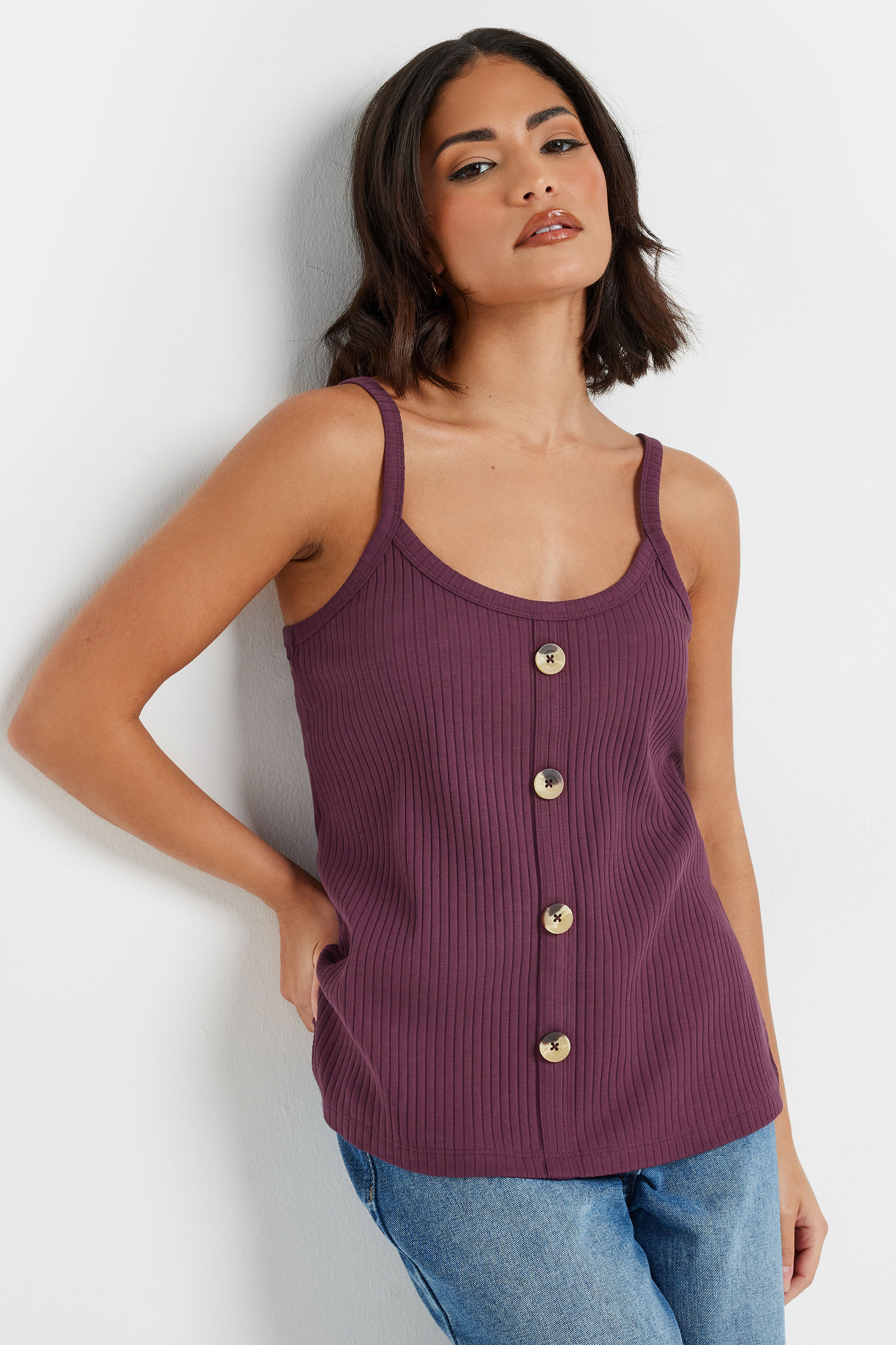PixieGirl Petite Women's 2 PACK Sage Green & Purple Button Down Cami Tops | PixieGirl 1