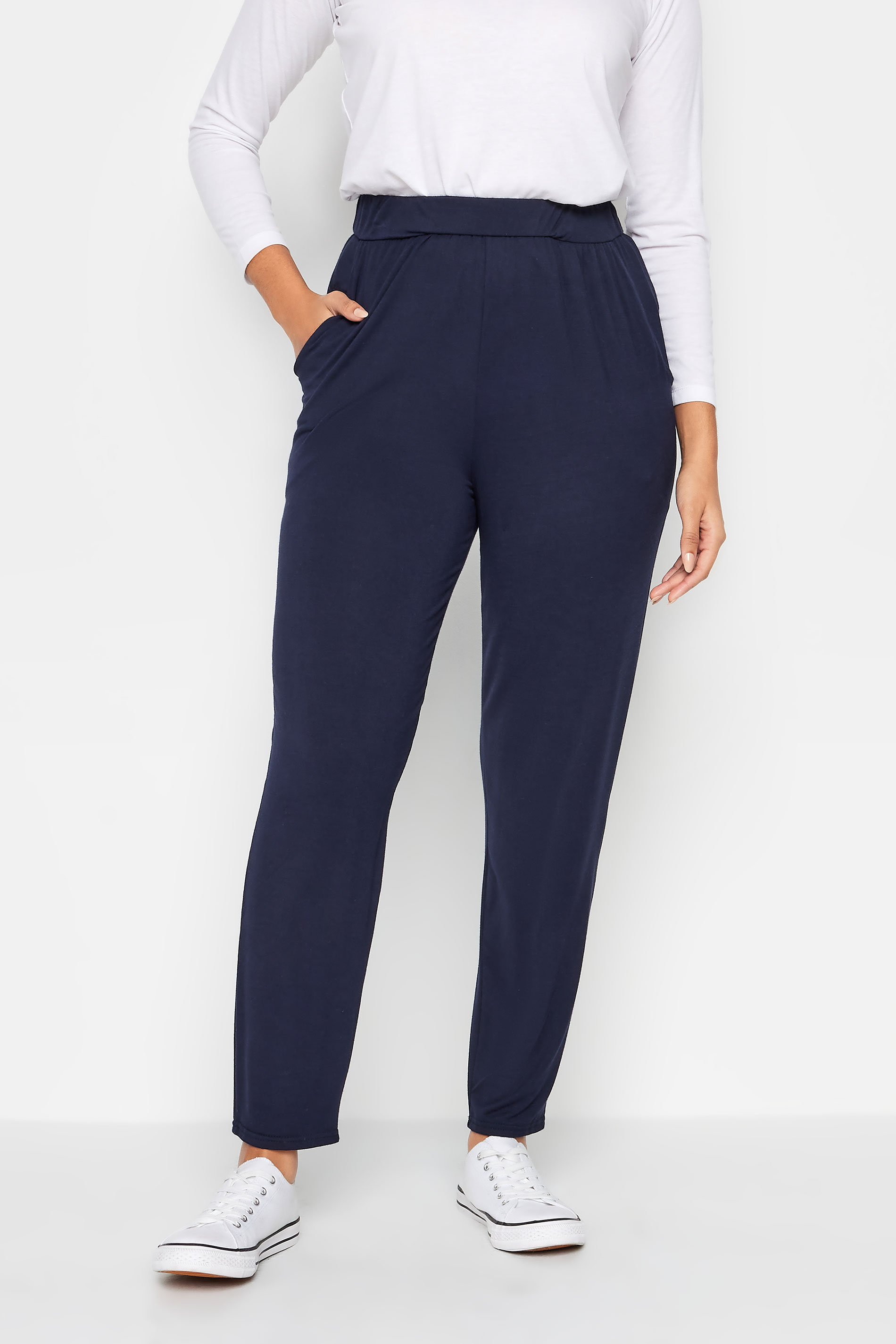 M&Co Navy Blue Hareem Jersey Trousers | M&Co 1