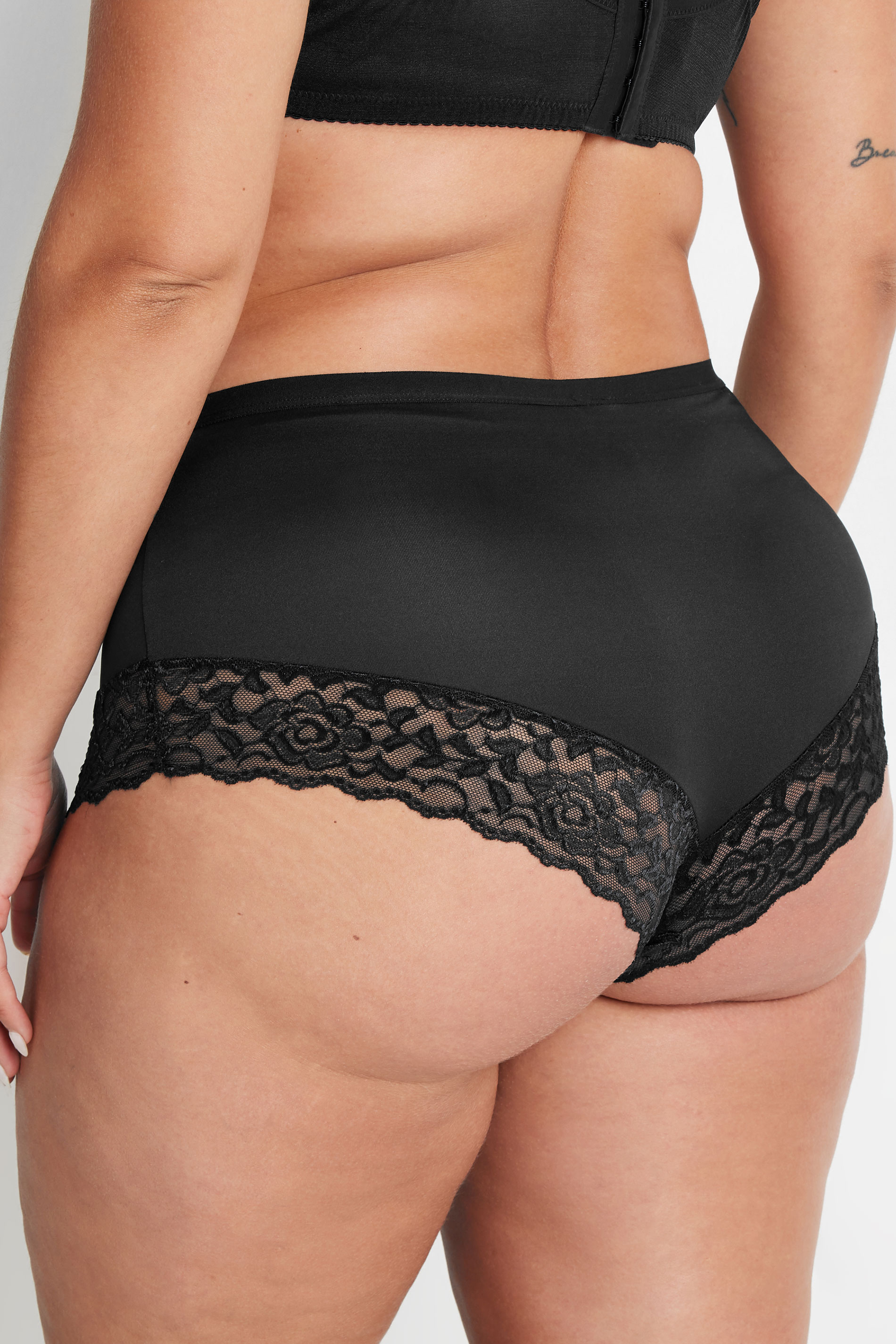YOURSET 3 PACK Plus Size Black Lace Trim Briefs | Yours Clothing  4