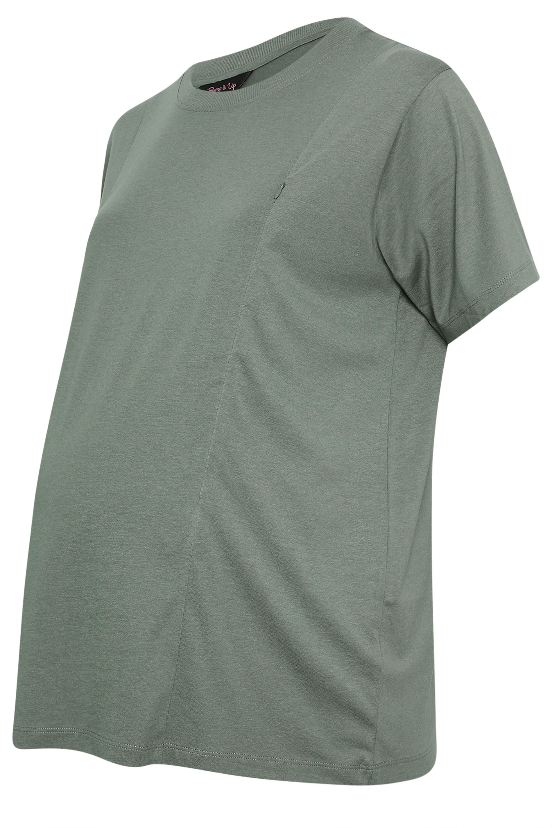 BUMP IT UP MATERNITY Plus Size Sage Green Nursing T-Shirt | Yours Clothing 5