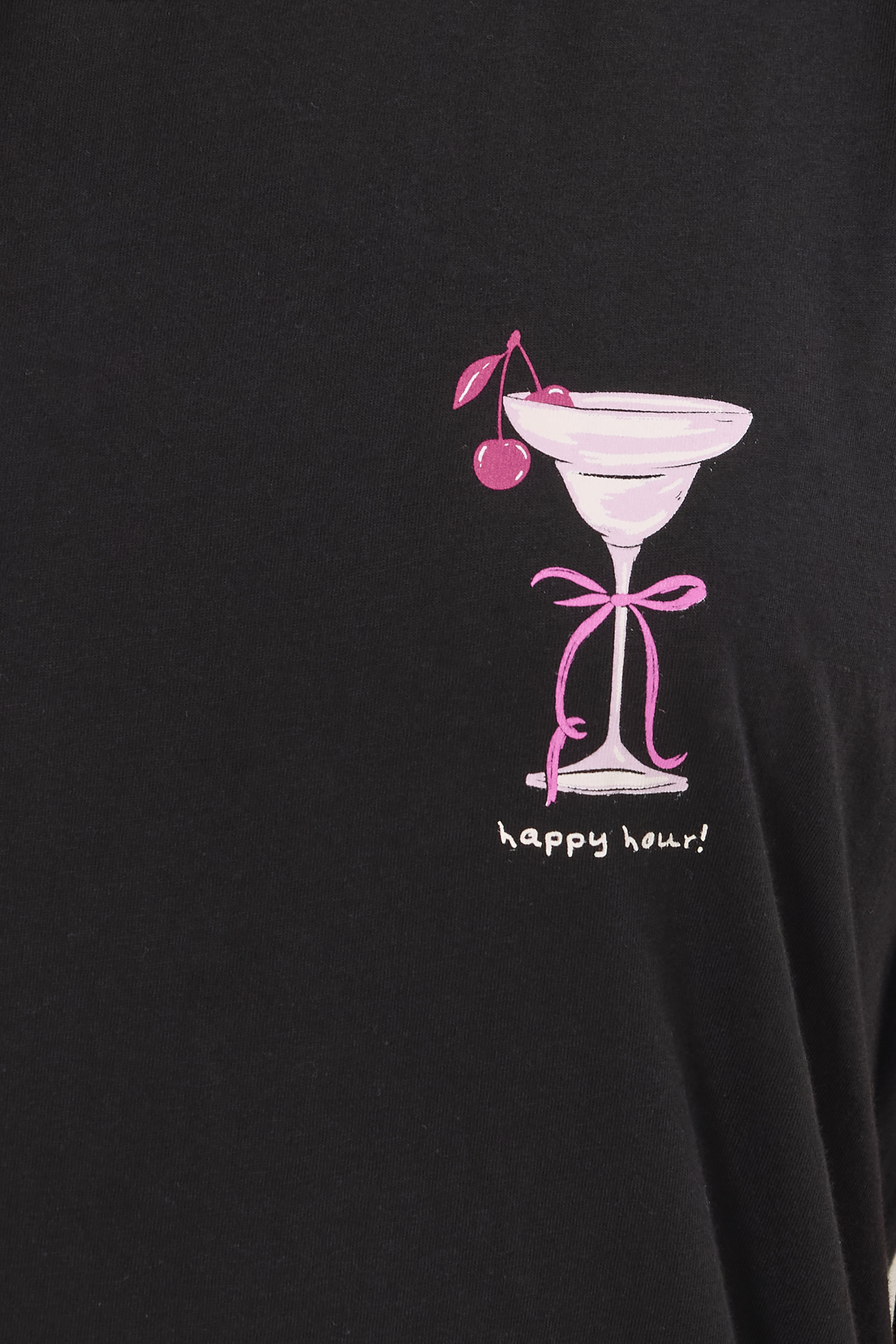 LTS Tall Women's Black 'Happy Hour' Cocktail Cotton Wide Leg Pyjama Set | Long Tall Sally 4