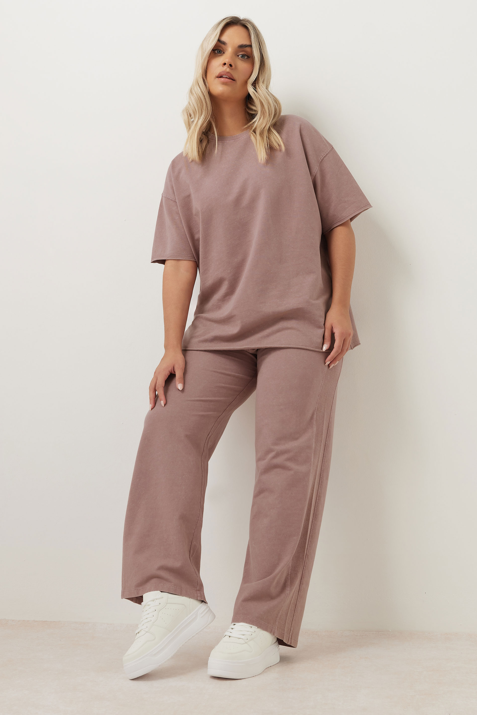YOURS Plus Size Pink Acid Wash Oversized Sweat T-Shirt | Yours Clothing 2