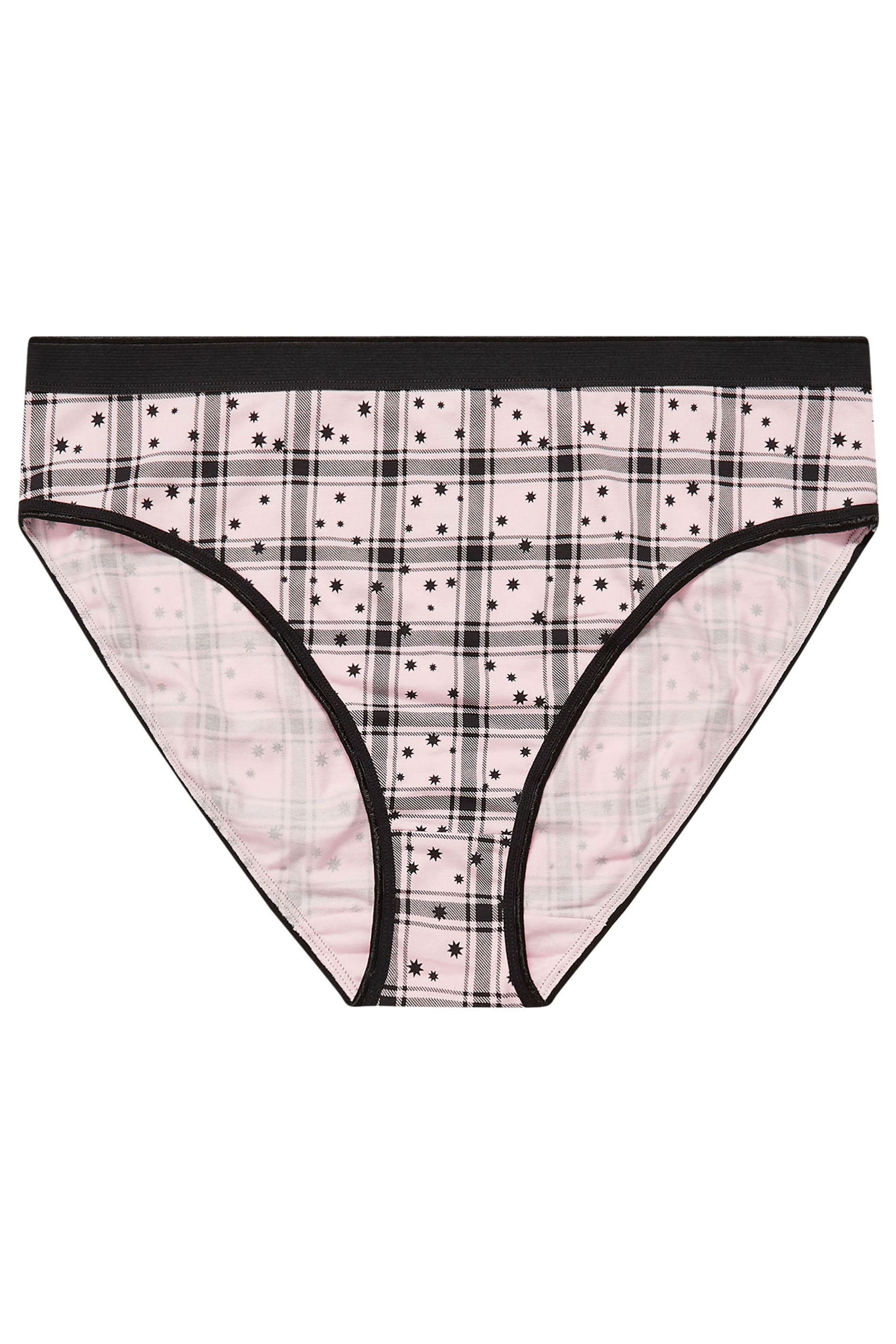 YOURSET 5 PACK Plus Size Black & Pink Check Print High Leg Knickers | Yours Clothing  9