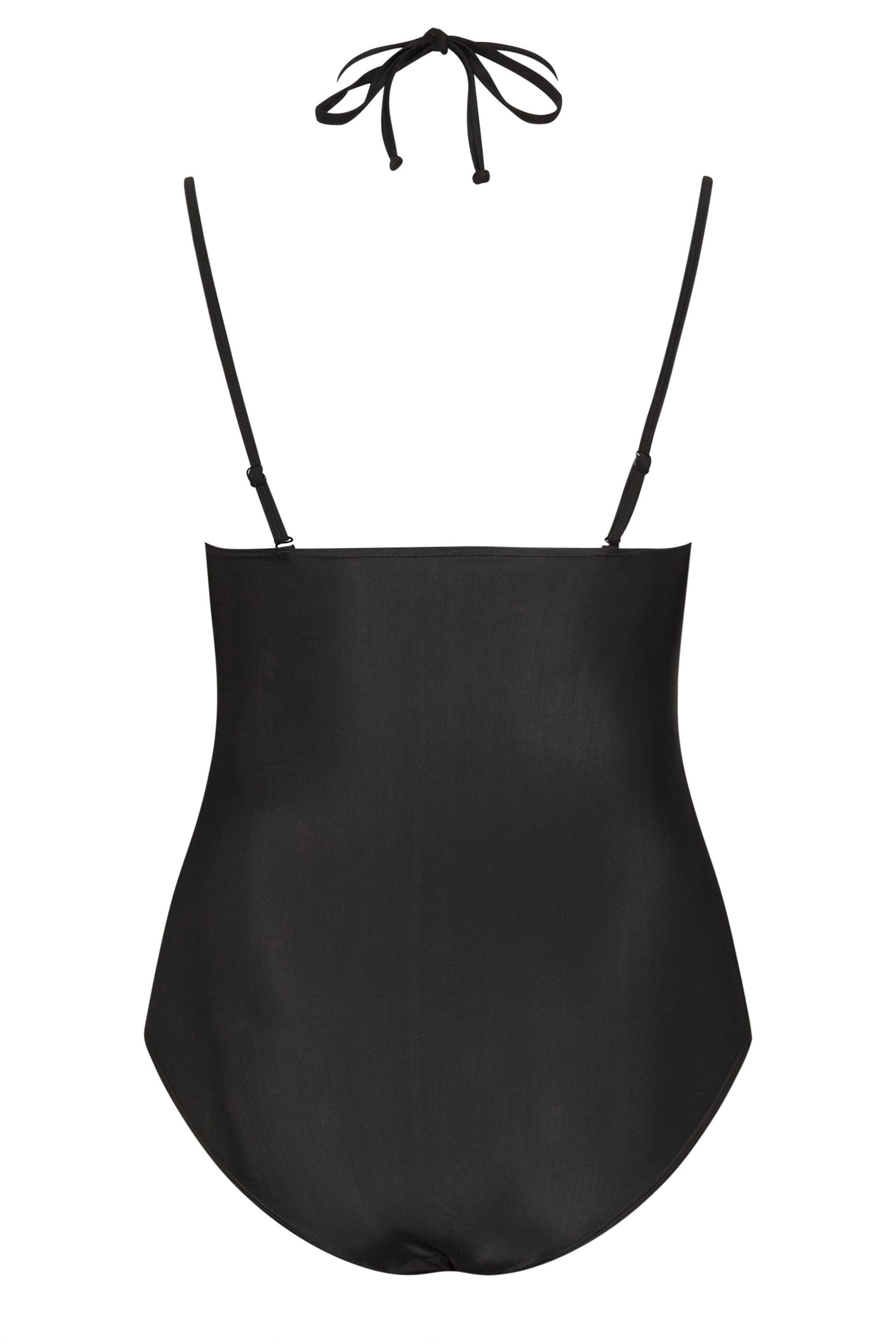 YOURS Plus Size Black Ring Detail Halter Neck Swimsuit | Yours Clothing 11