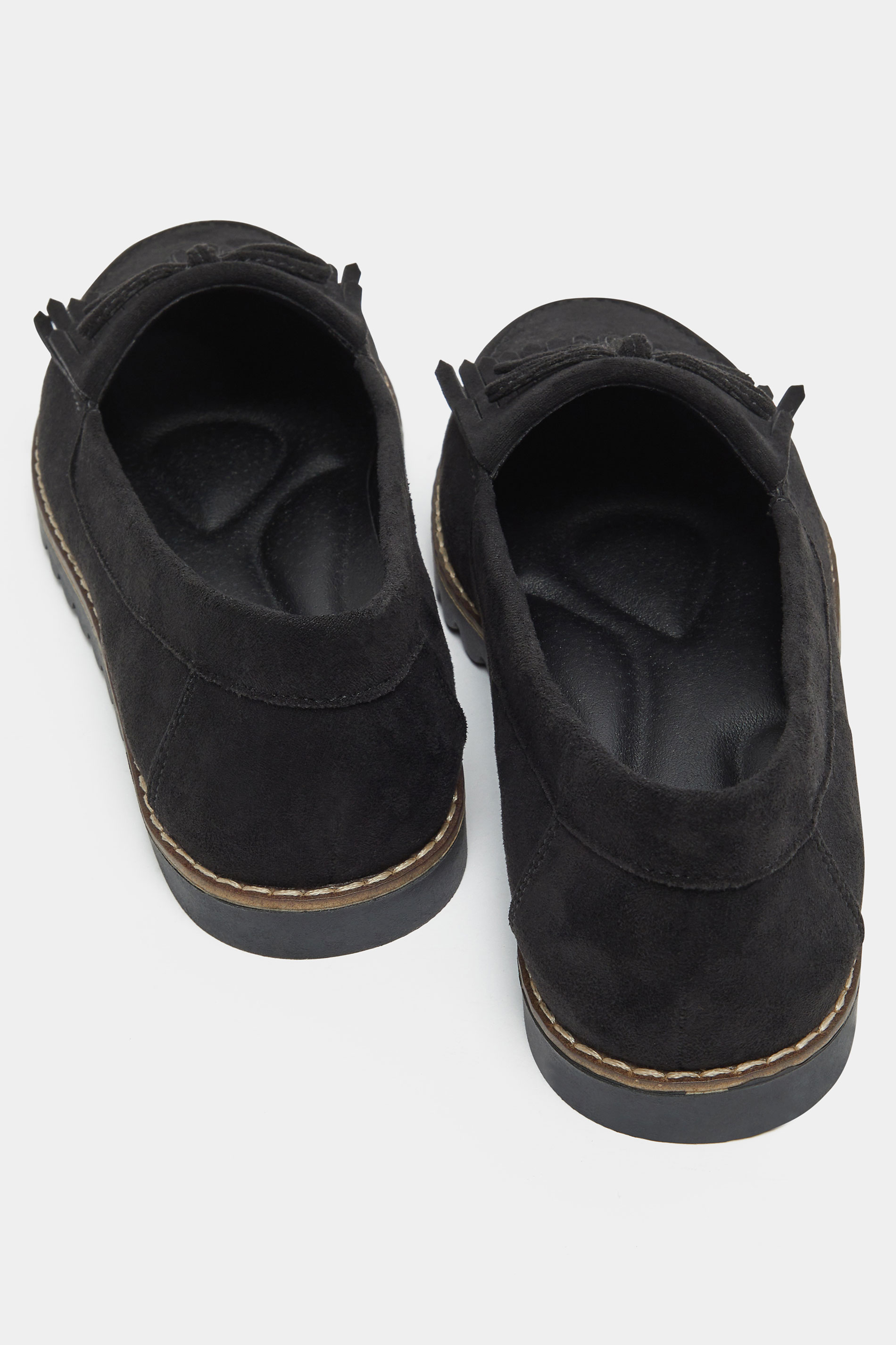 Black Faux Suede Fringe Loafers In Wide E Fit | Yours Clothing 4