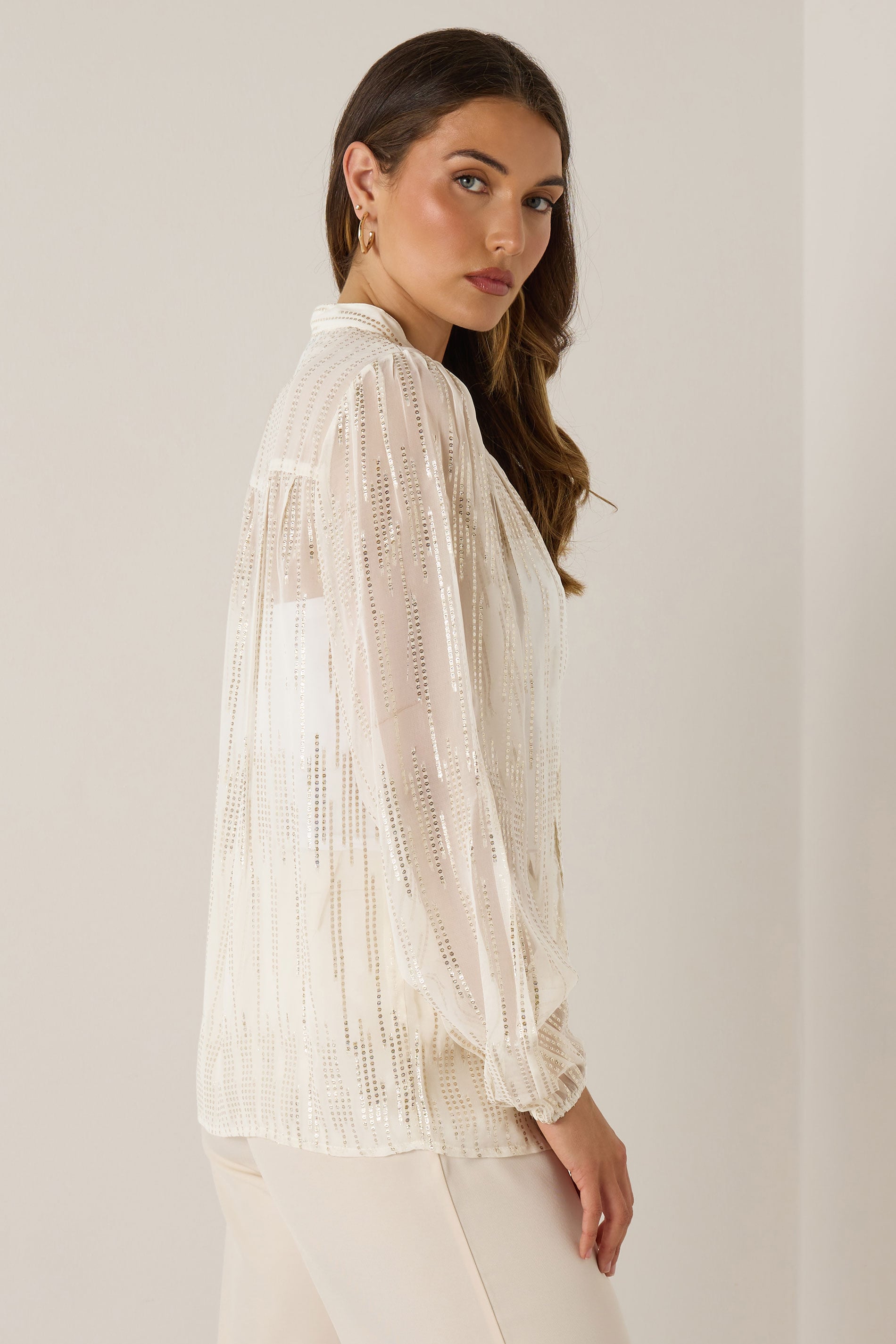 LTS Tall Women's Ivory White Metallic Dash Blouse | Long Tall Sally 4