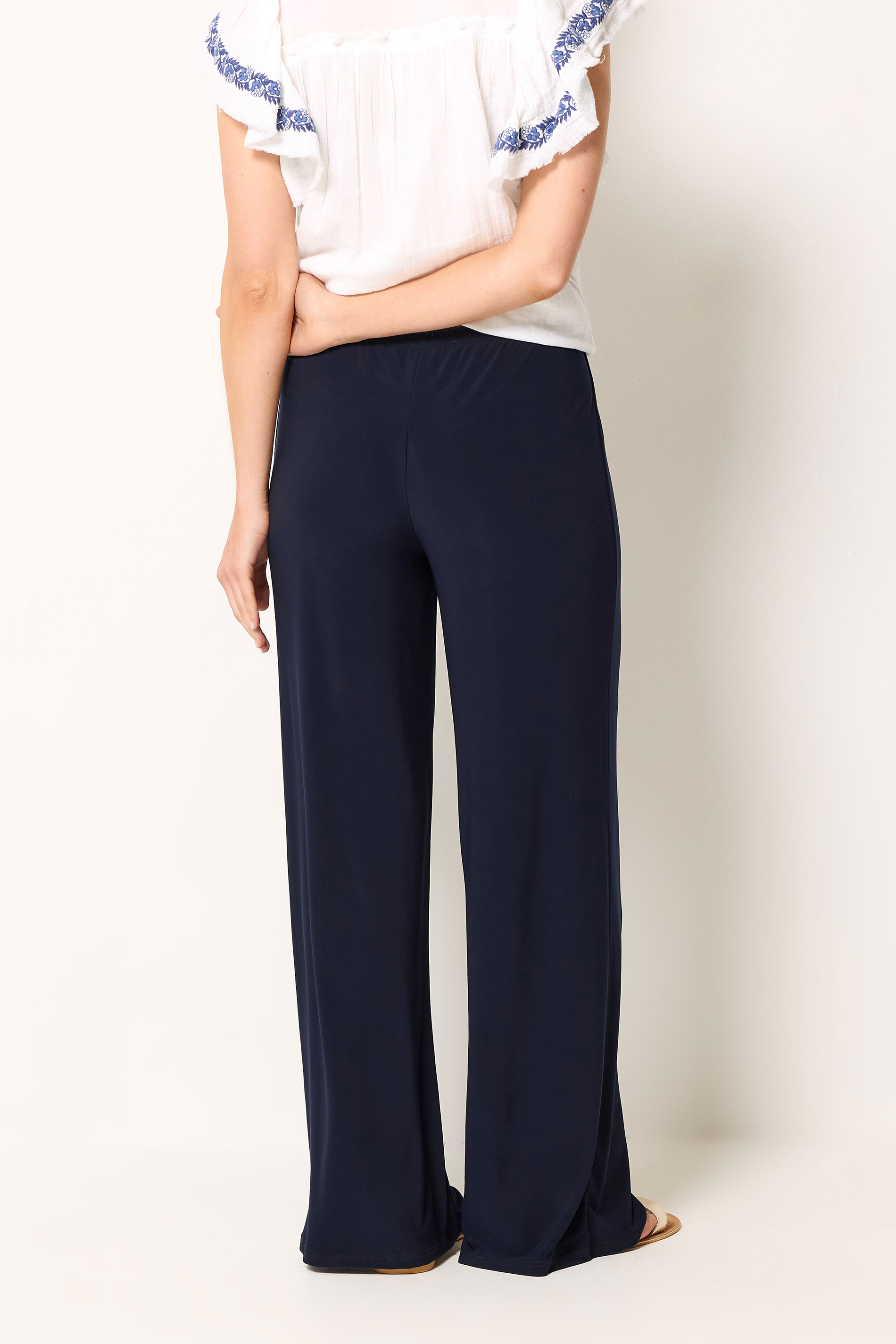 LTS Tall Women's Navy Blue Palazzo Wide Leg Trousers | Long Tall Sally 2
