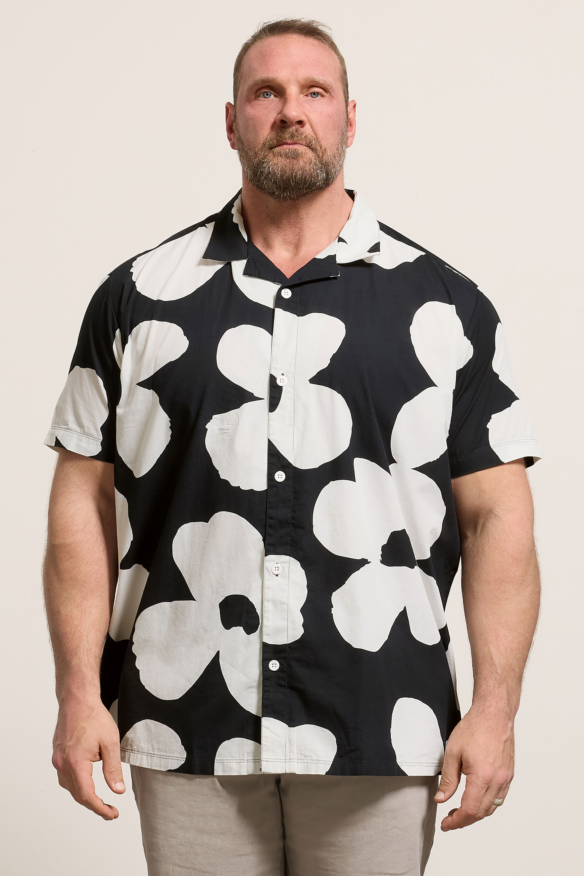 BadRhino Big & Tall Black Flower Poplin Shirt | BadRhino 3