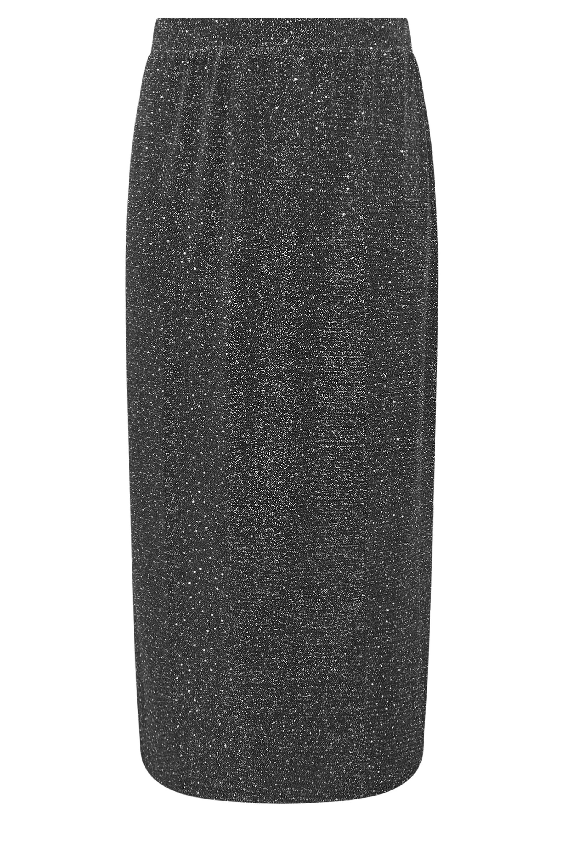 YOURS Plus Size Silver Metallic Side Split Midi Skirt | Yours Clothing 7