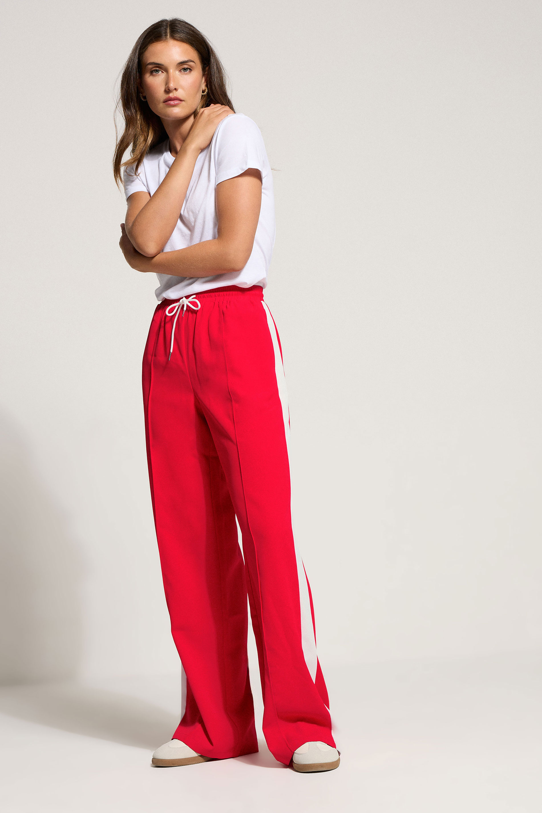 LTS Tall Red Side Stripe Wide Leg Trousers | Long Tall Sally 1
