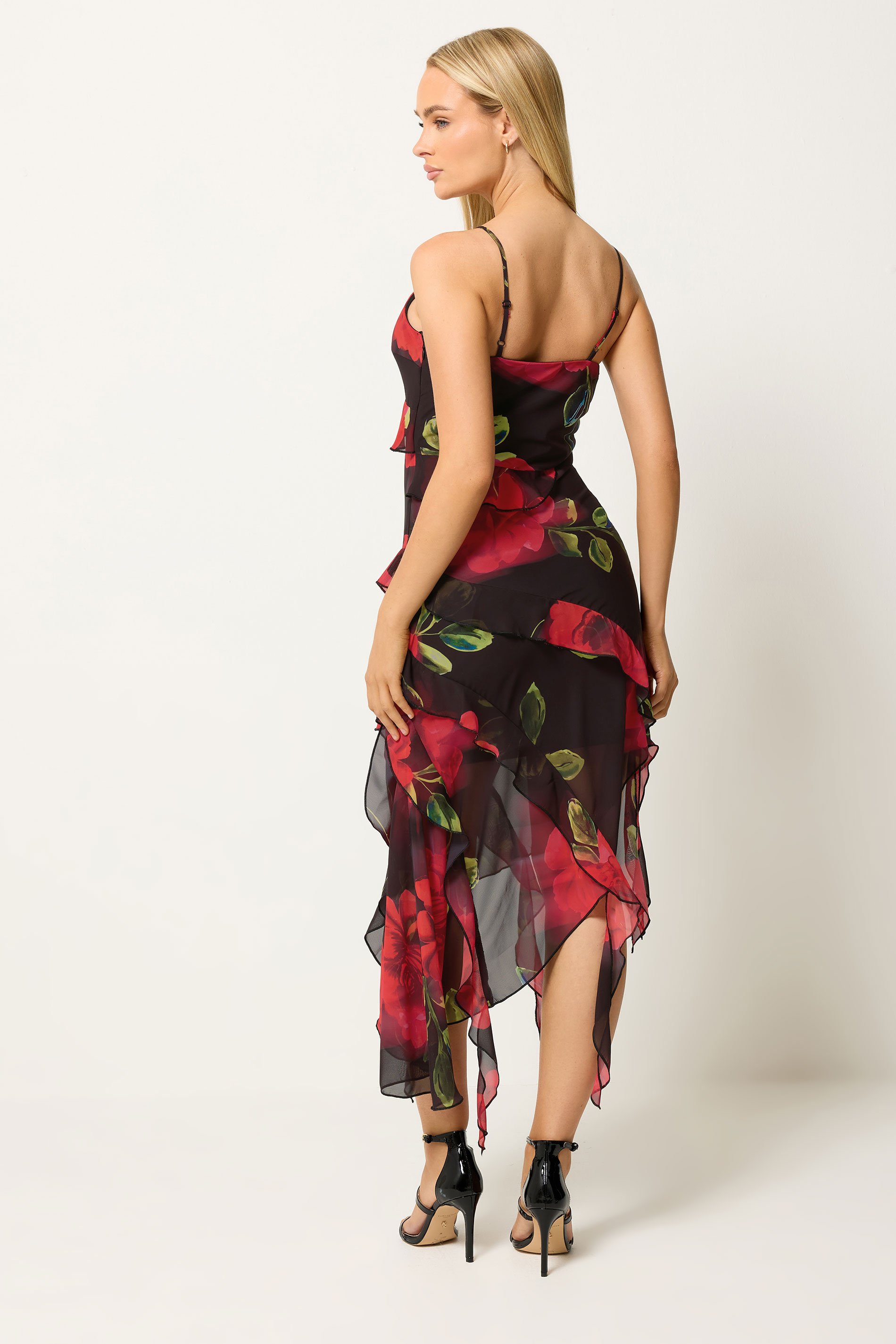 STAR Black Floral Ruffle Midi Dress | StarByJM 2