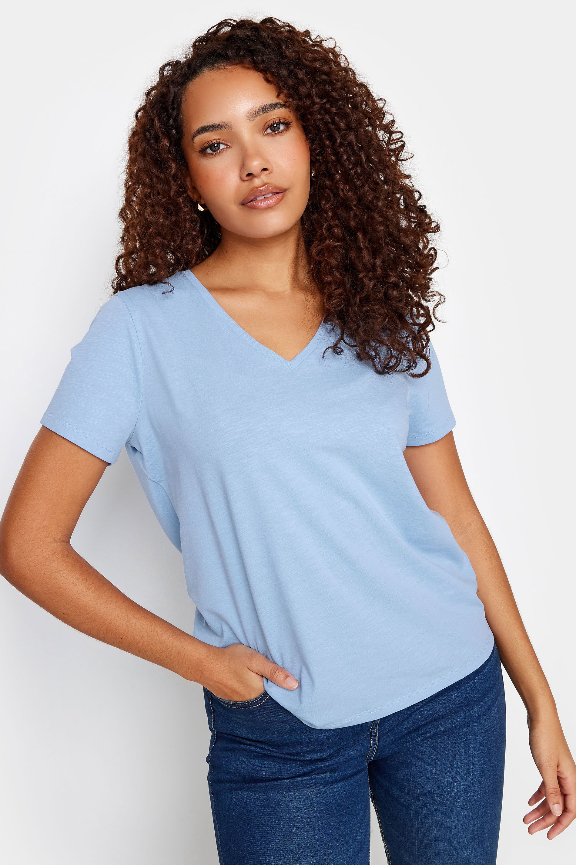 M&Co Blue V-Neck Cotton T-Shirt | M&Co 2