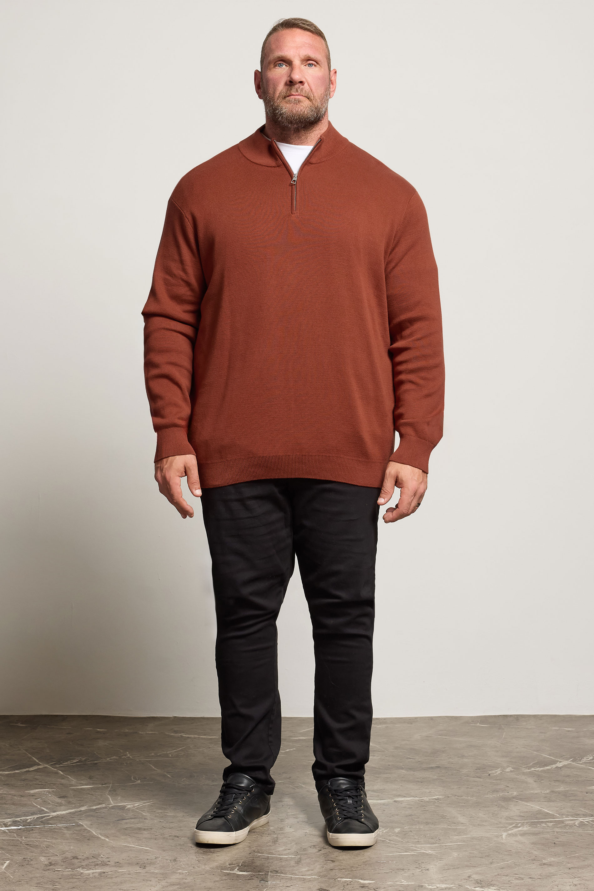 BadRhino Big & Tall Burnt Red Milano Quarter Zip Jumper | BadRhino 2