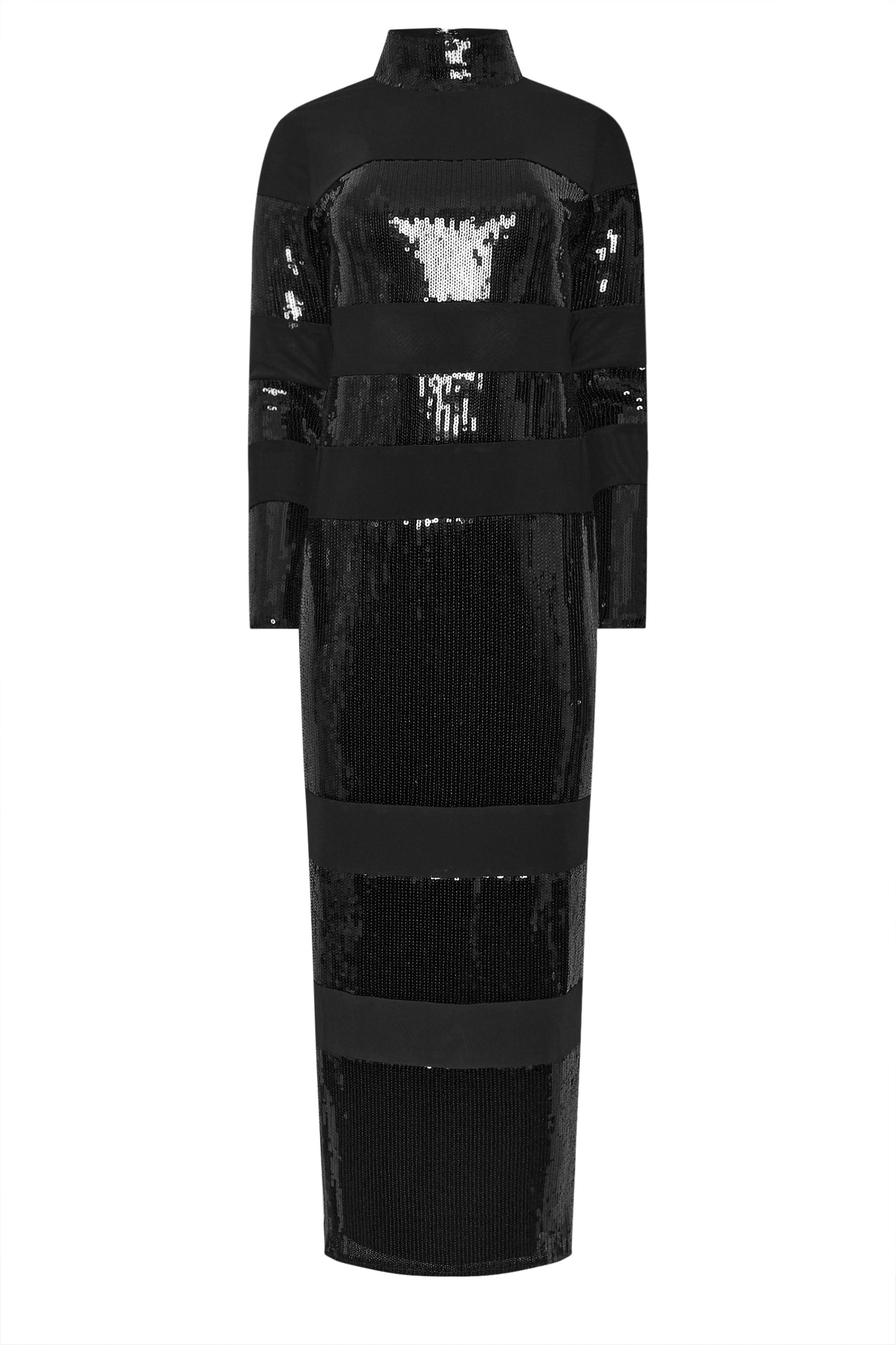 STAR Black Sequin Stripe Maxi Dress | StarByJM 9