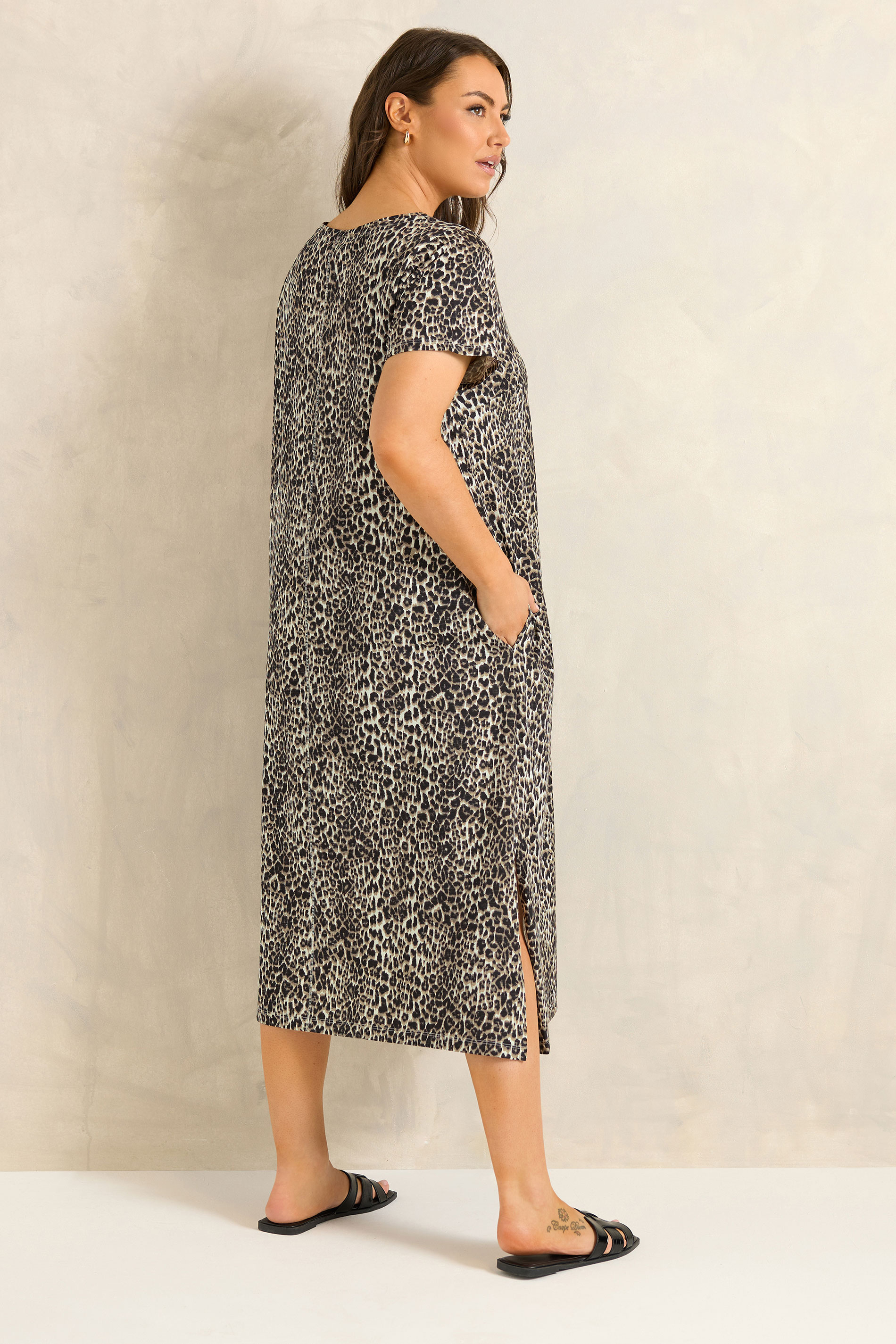 EVANS Plus Size Natural Brown Leopard Print Cotton Dress | Evans  4