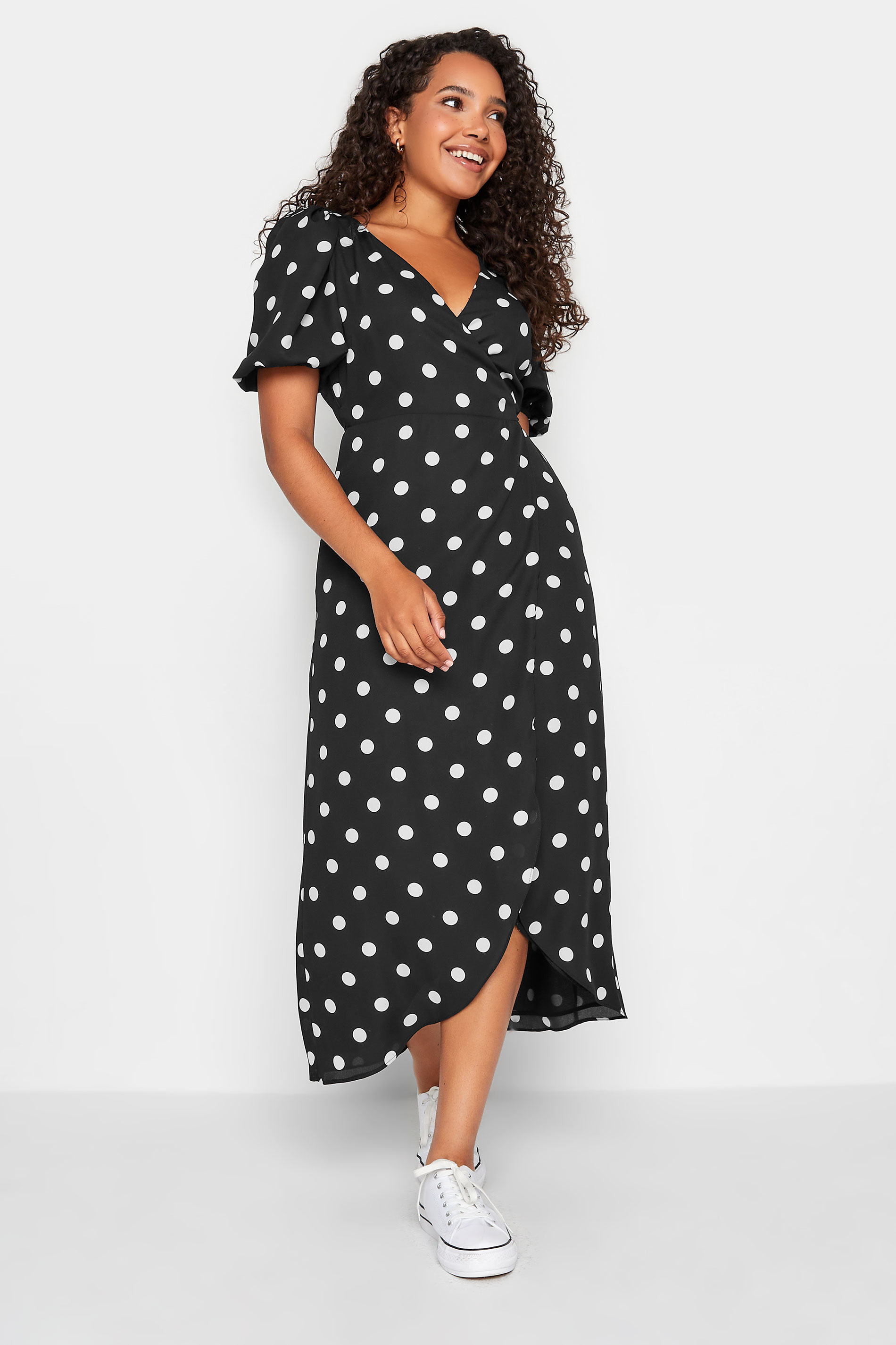 M&Co Black Polka Dot Wrap Dress | M&Co  1