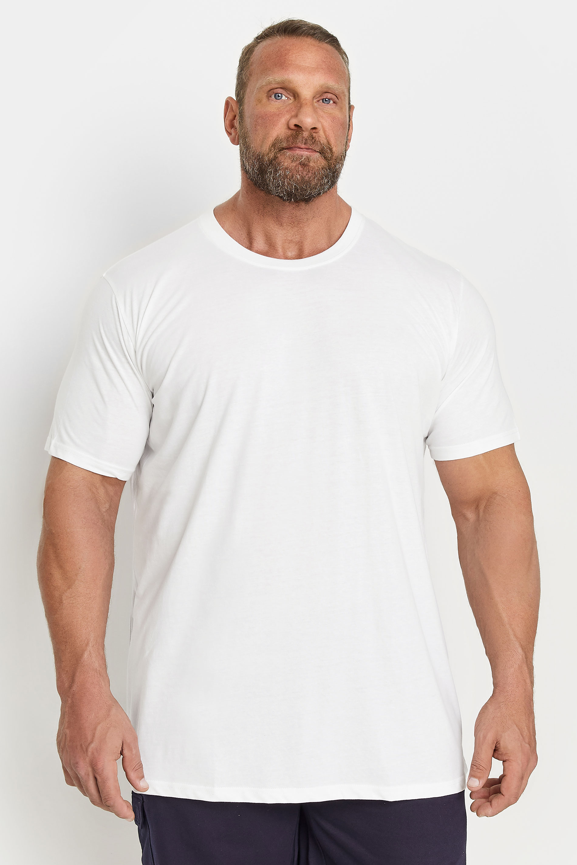 D555 2 PACK Grey & White Crew Neck T-Shirts | BadRhino 1