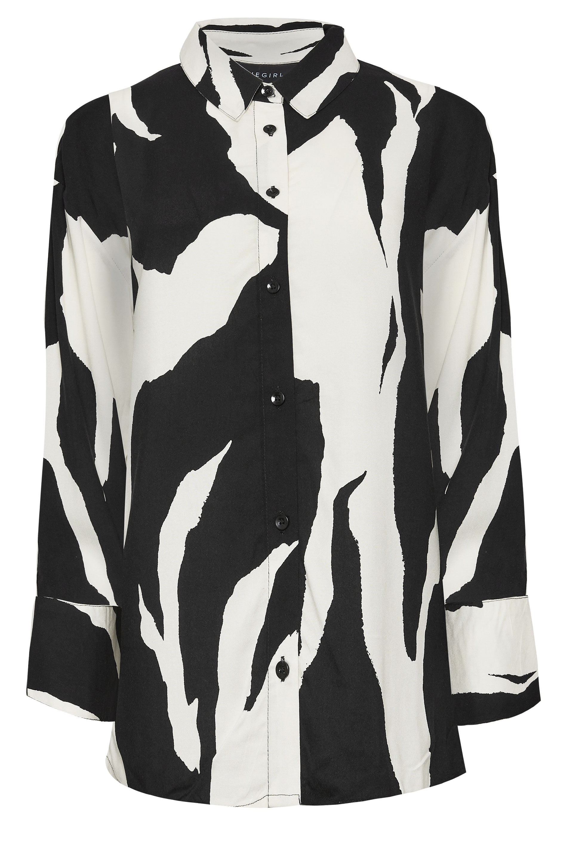 PixieGirl Petite Black Mono Abstract Print Shirt | PixieGirl 5