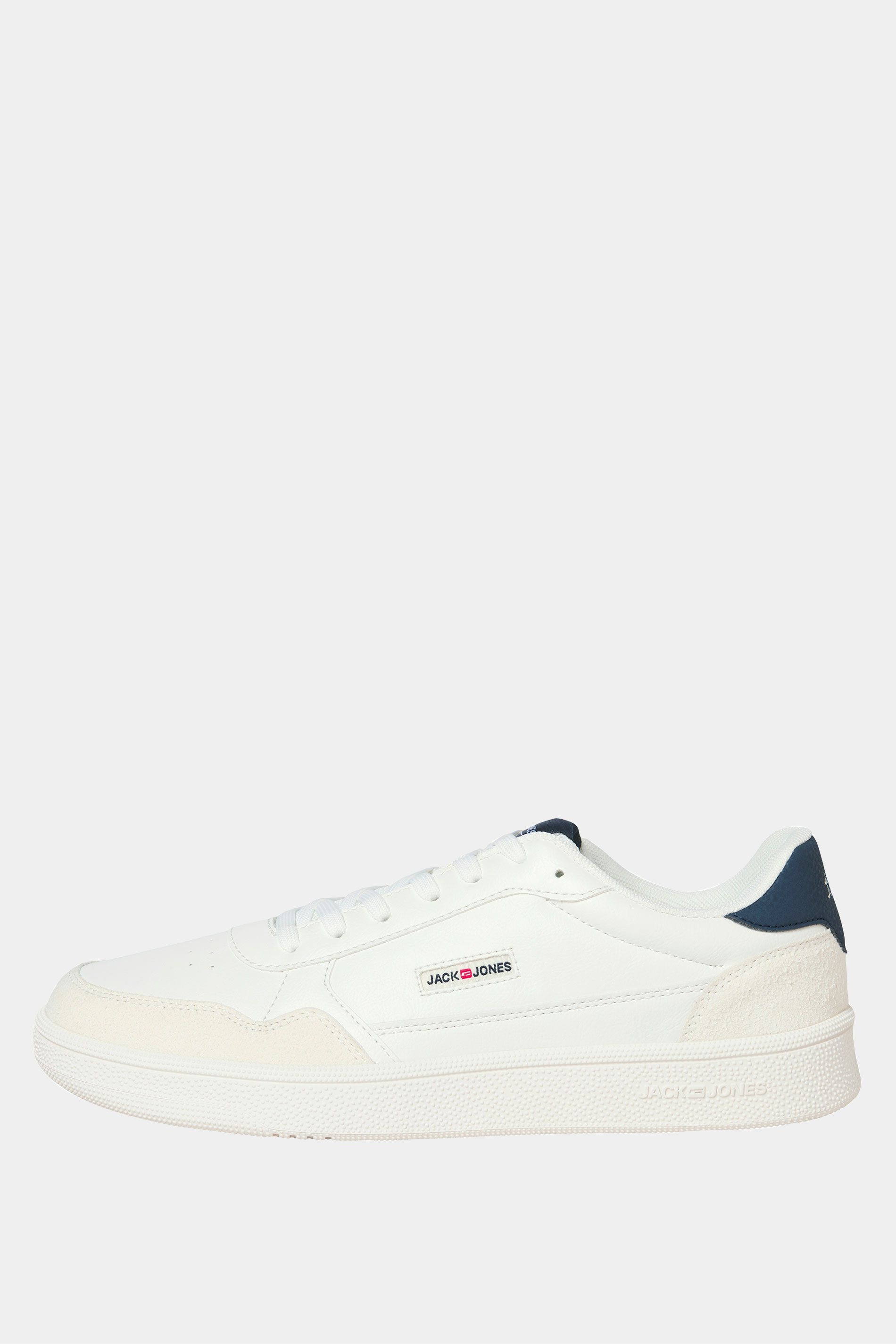 JACK & JONES White & Navy Blue Lace Up Trainers | BadRhino 2