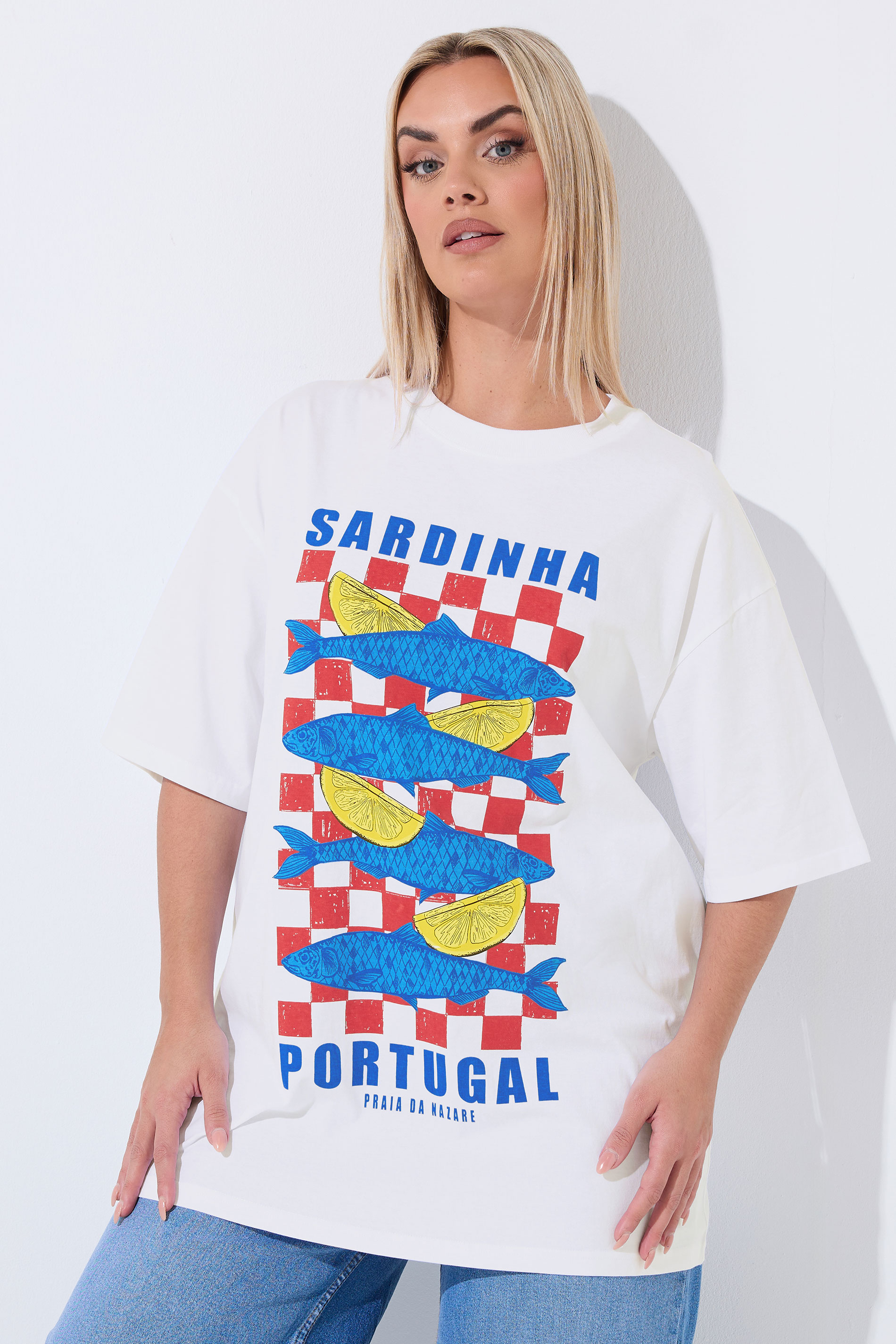 LIMITED COLLECTION Plus Size White 'Sardinia' Fish Graphic T-Shirt | Yours Clothing 3