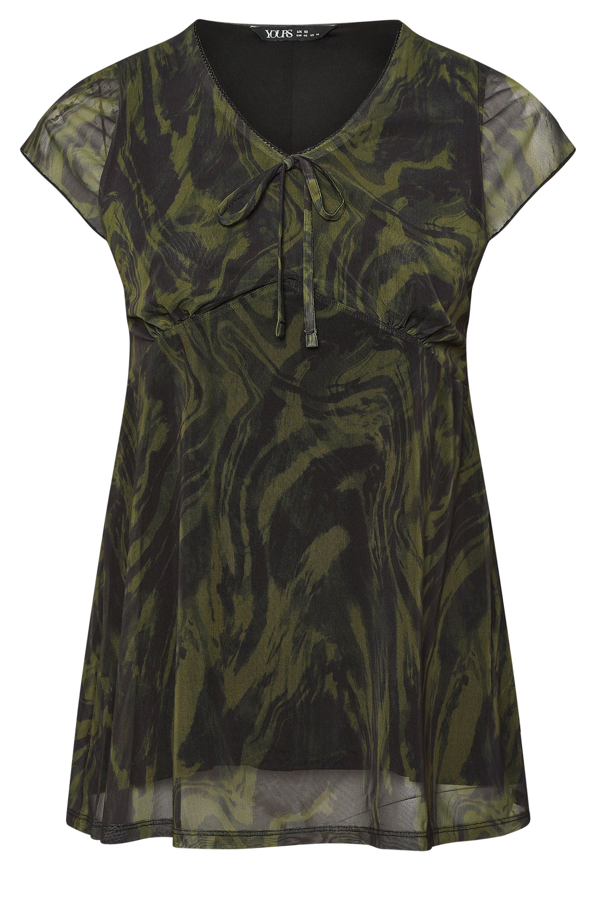 YOURS Plus Size Green Swirl Print Mesh Top | Yours Clothing 6