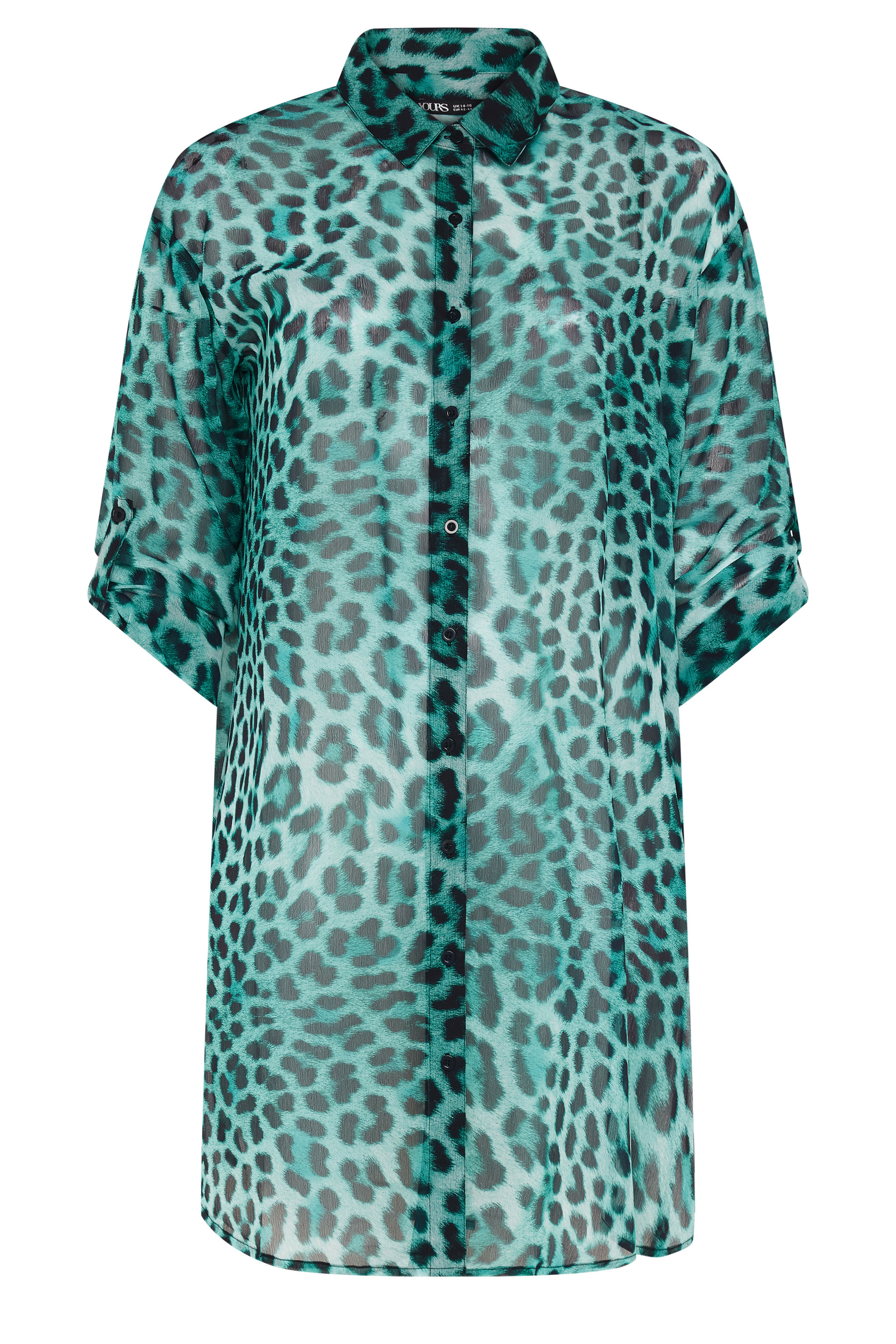 YOURS Plus Size Blue Leopard Print Cover Up | Yours Clothing 5