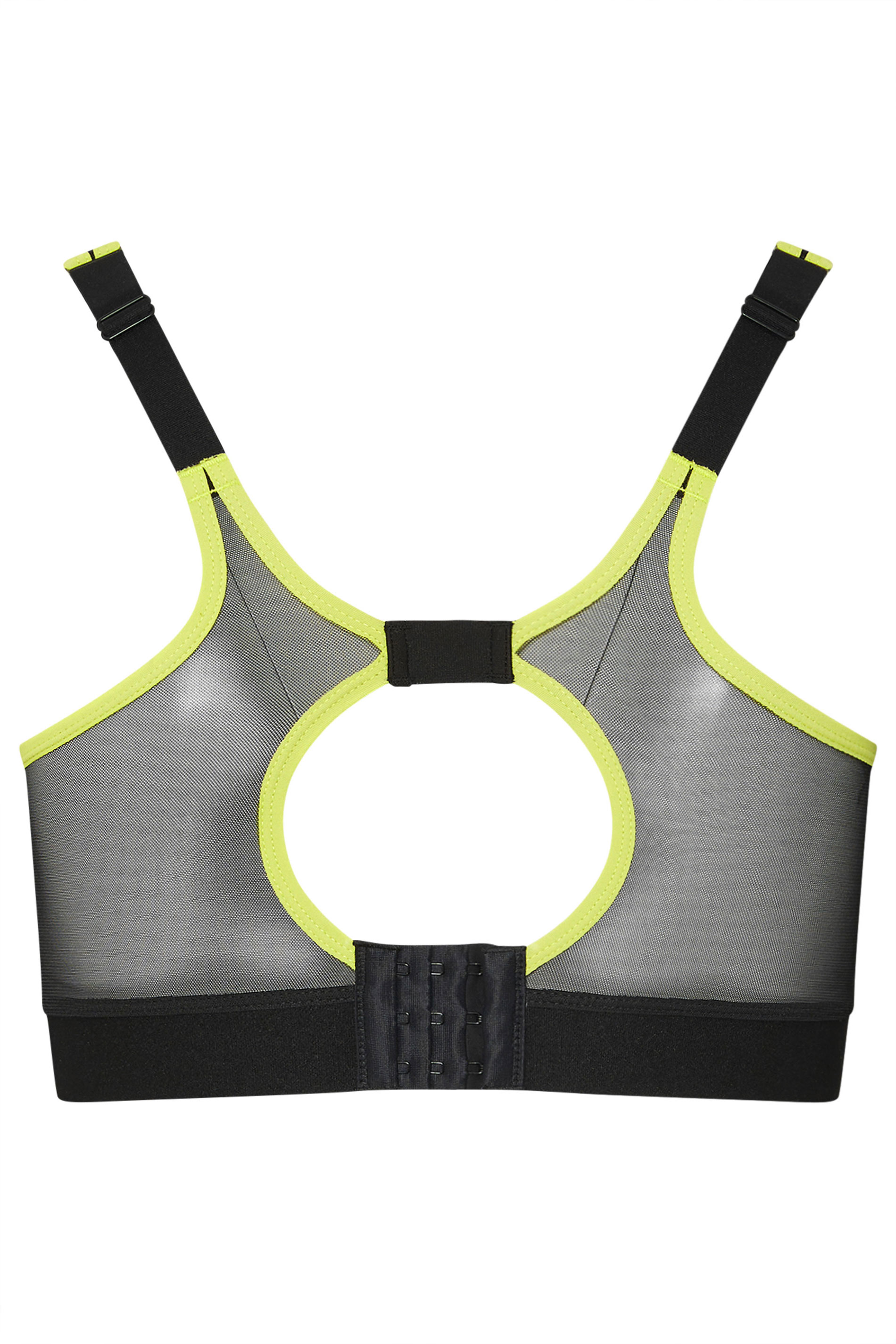 YOURS Plus Size Black Mesh Contrast Trim Non Padded Sports Bra | Yours Clothing 7