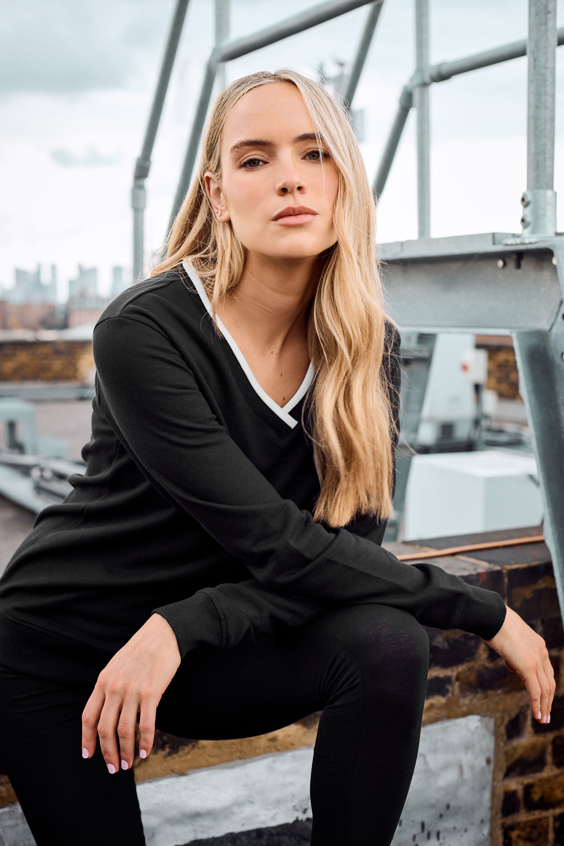 LTS Tall Black Contrast Ribbed Trim Sweatshirt | Long Tall Sally 3