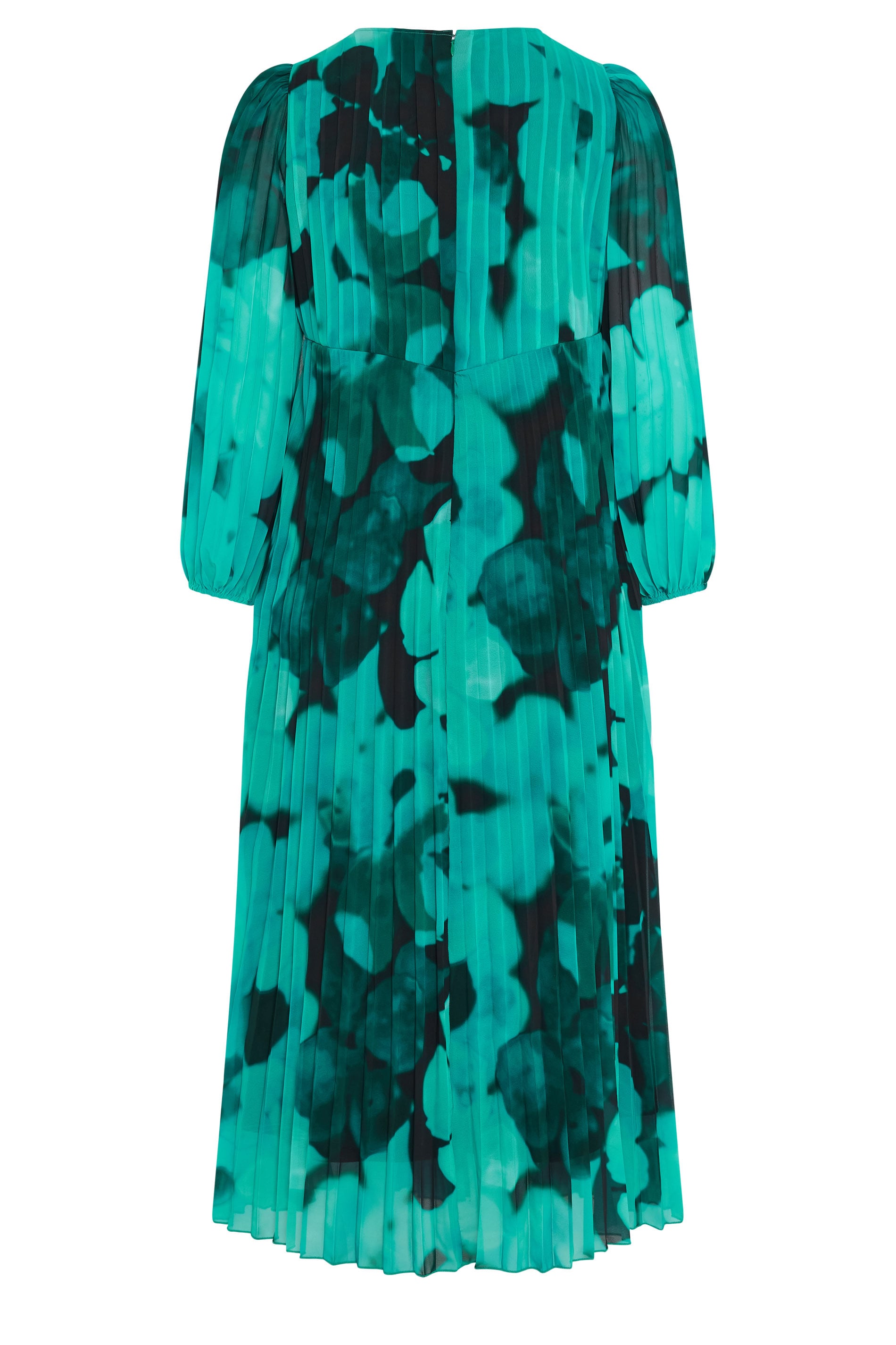 YOURS LONDON Plus Size Teal Green Abstract Pleated Dress | Yours Clothing 7
