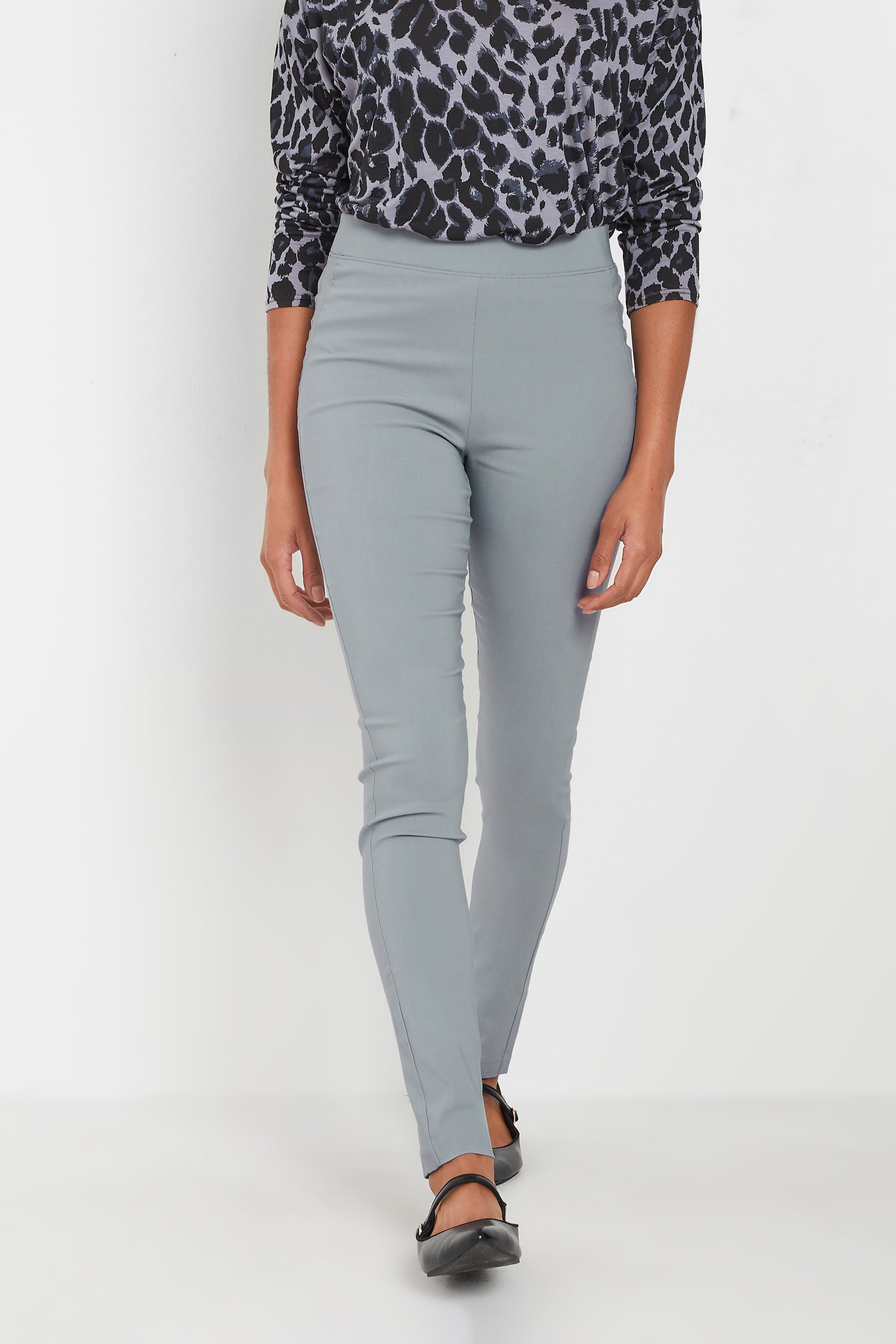Women's Grey M&Co M&Co Skinny Bengaline Trousers Size Petite > 18