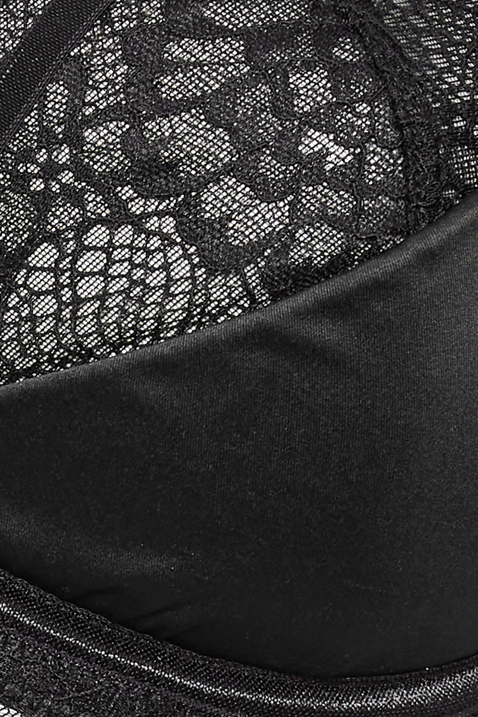 YOURS Plus Size Black Lace Strap Detail Satin Underwired Bra | Yours Clothing 7