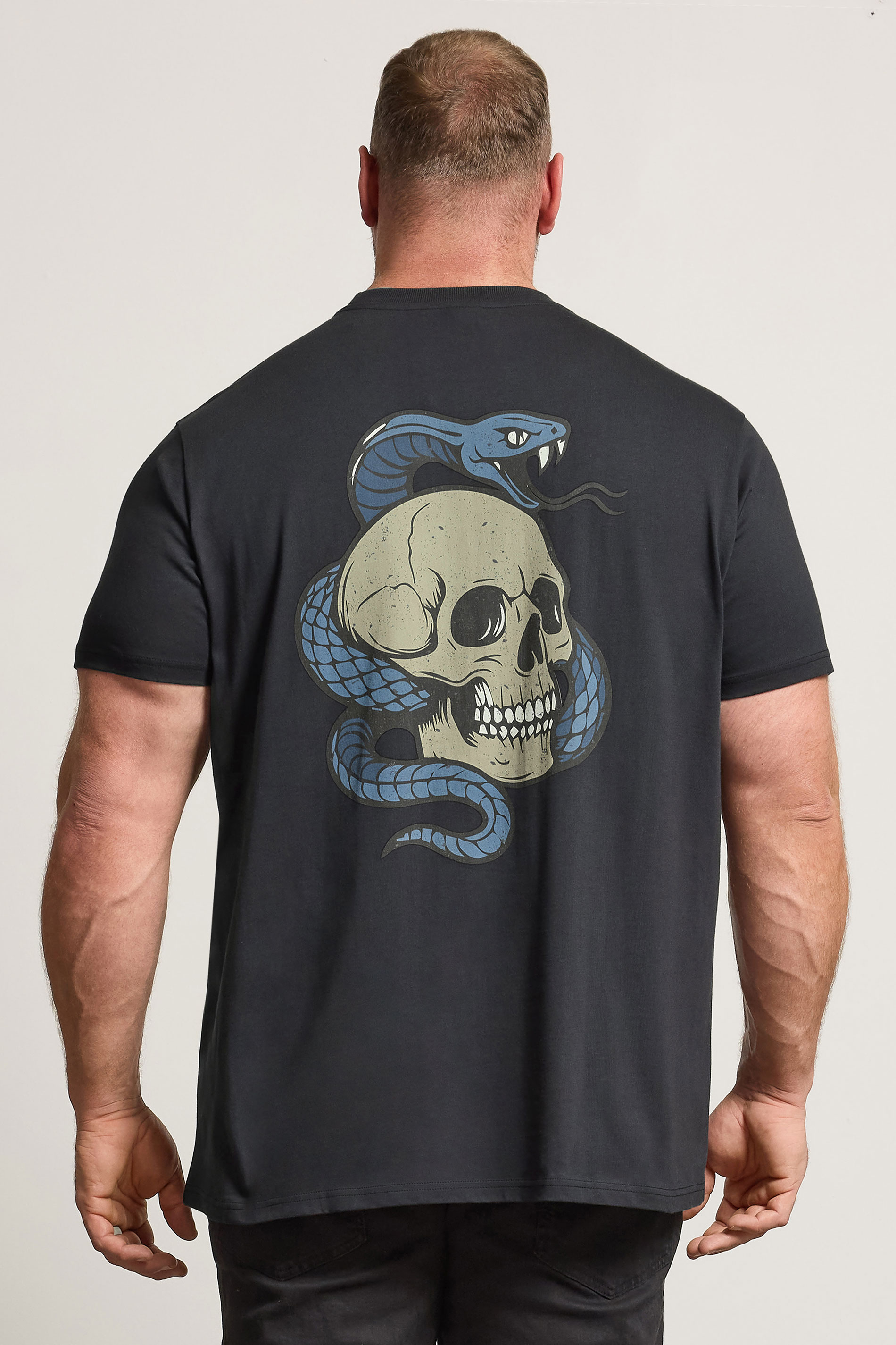 STUDIO A Big & Tall Black Snake & Skull Graphic T-Shirt | BadRhino 2