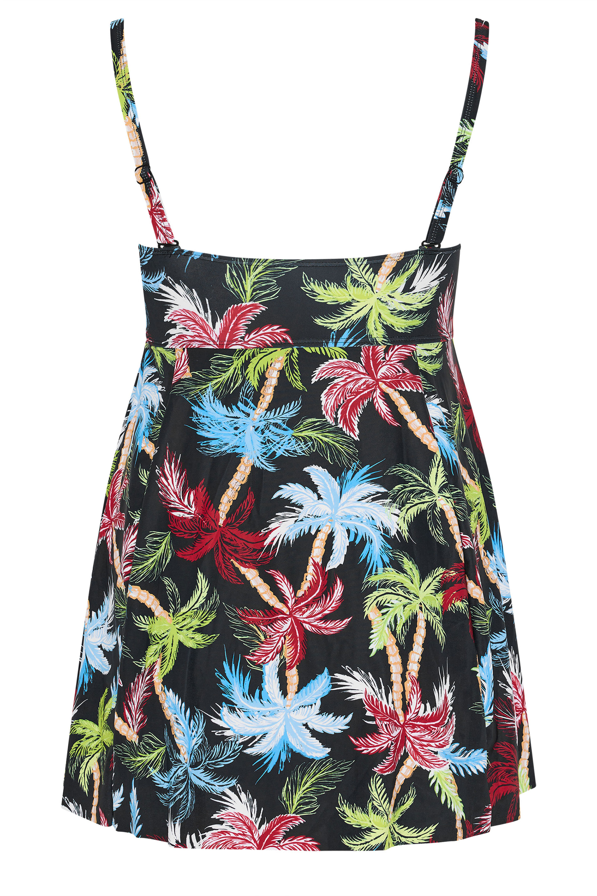YOURS Plus Size Black Palm Tree Print Bandeau Swim Dress | Yours Clothing 9