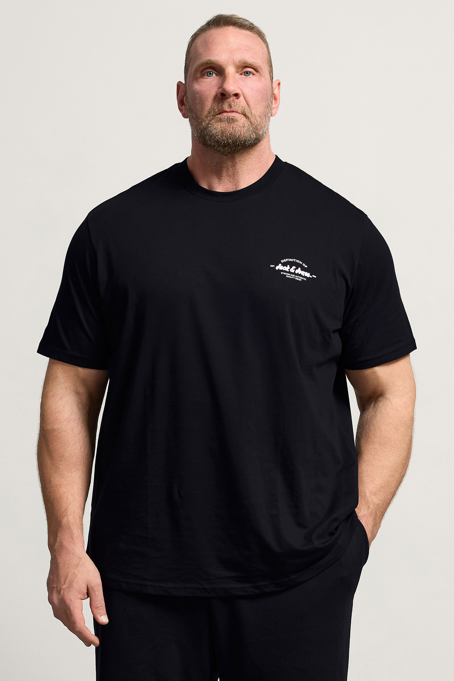 JACK & JONES Big & Tall Black T-Shirt & Shorts Set | BadRhino 1