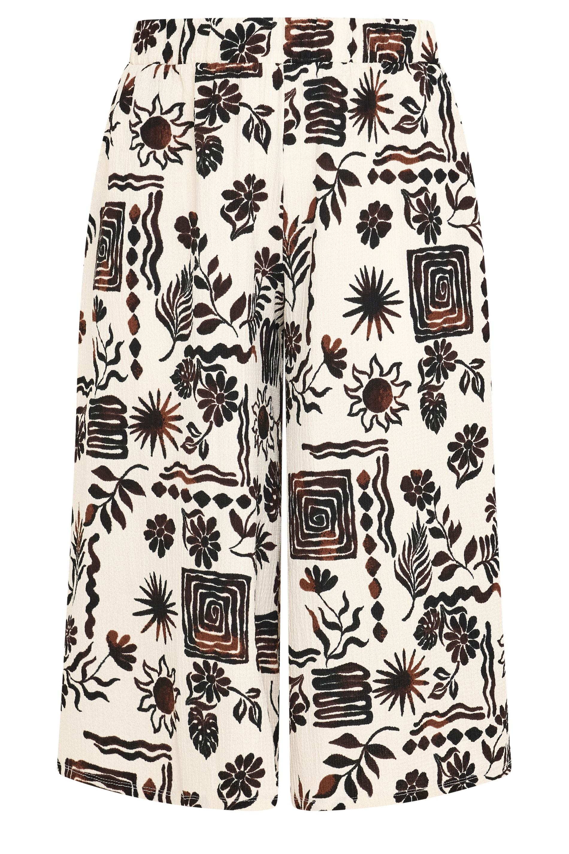 YOURS Plus Size Natural Brown Sun Print Culottes | Yours Clothing 5