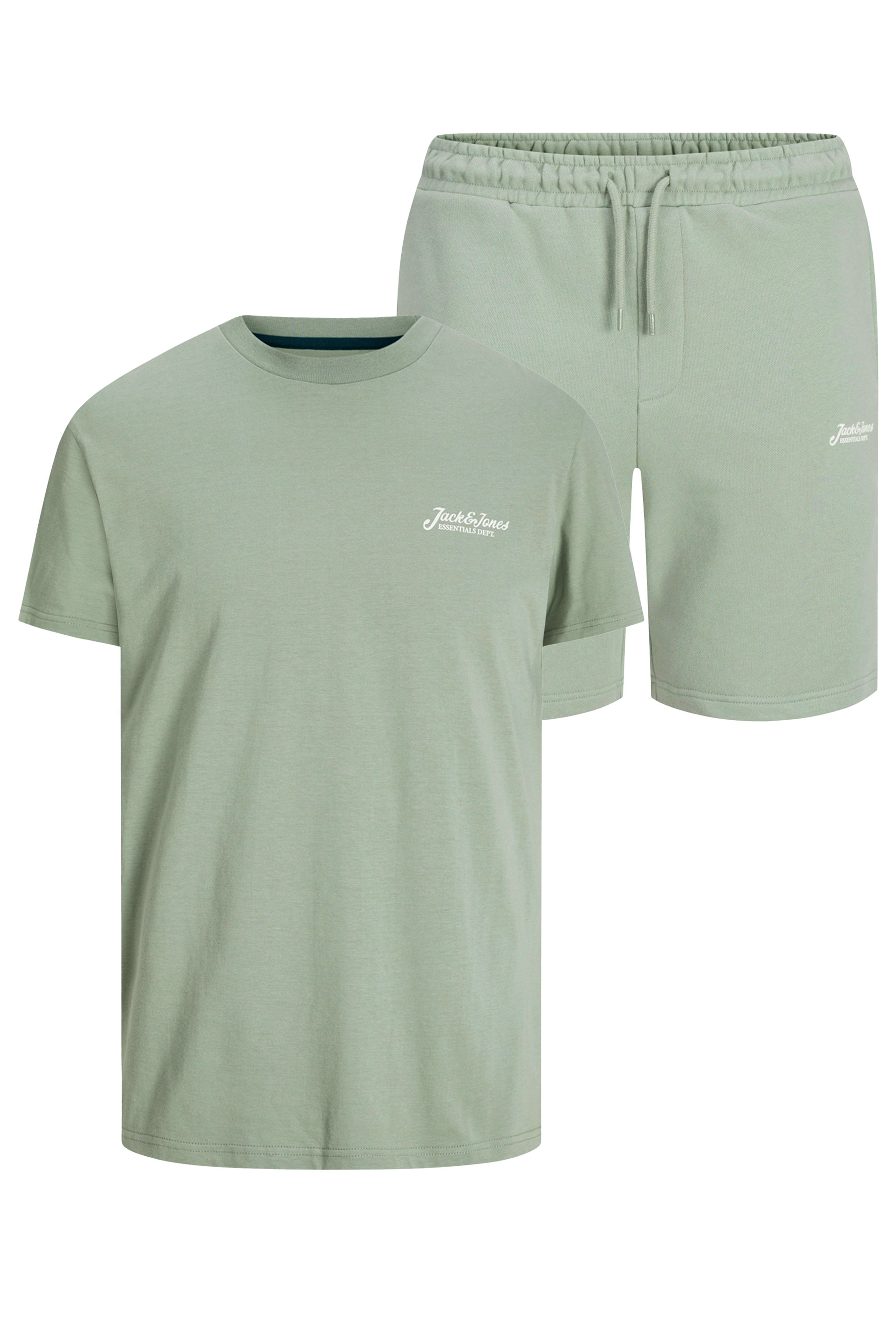 JACK & JONES Big & Tall Iceberg Green 'Beau' T-Shirt & Short Set | BadRhino 2