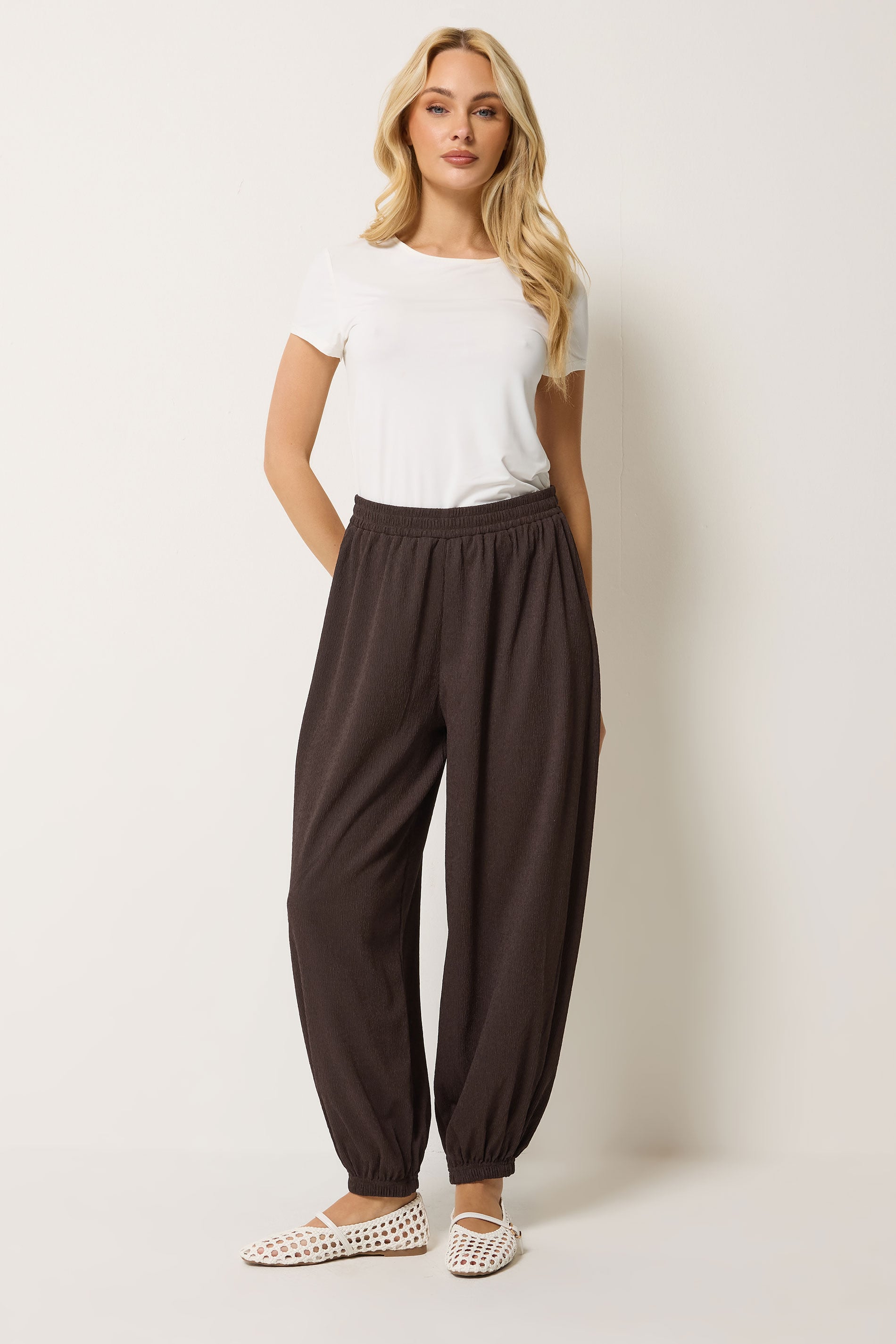 M&Co Chocolate Brown Balloon Leg Trousers | M&Co 1
