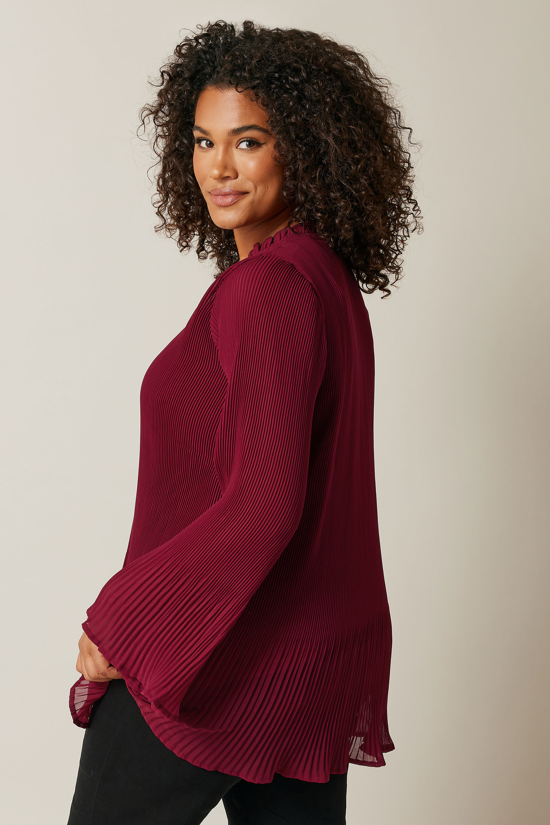 EVANS Plus Size Burgundy Red Pleat Blouse | Evans 5