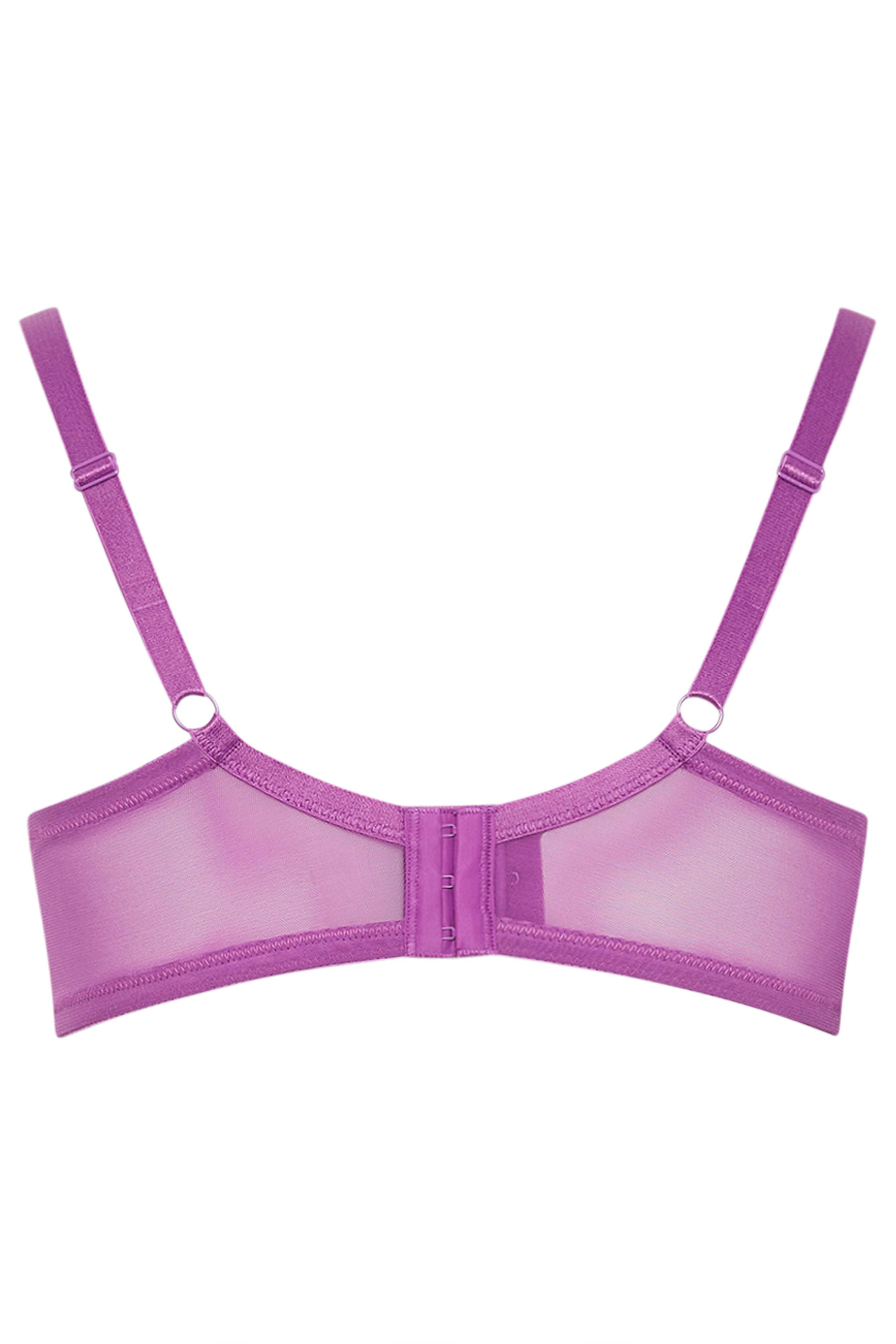YOURS Plus Size Purple Lace Detail Non-Padded Bra | Yours Clothing  7