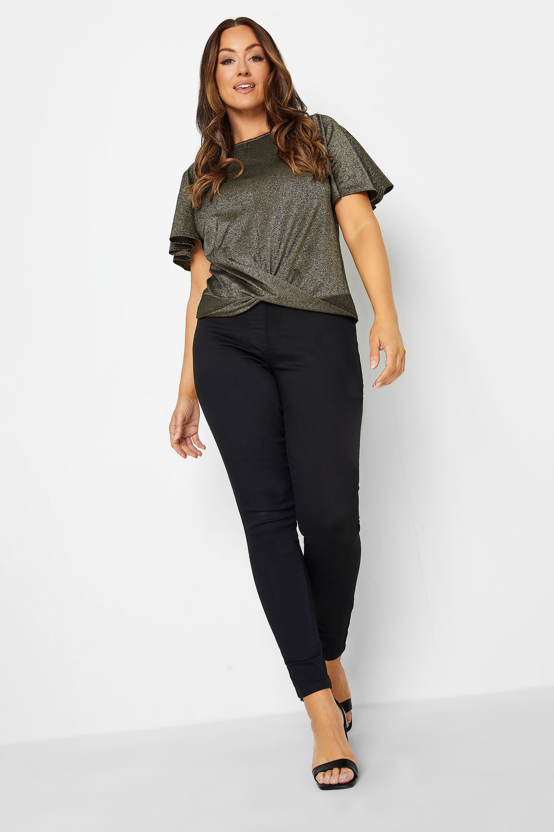 M&Co Gold Angel Sleeve Wrap Top | M&Co 2