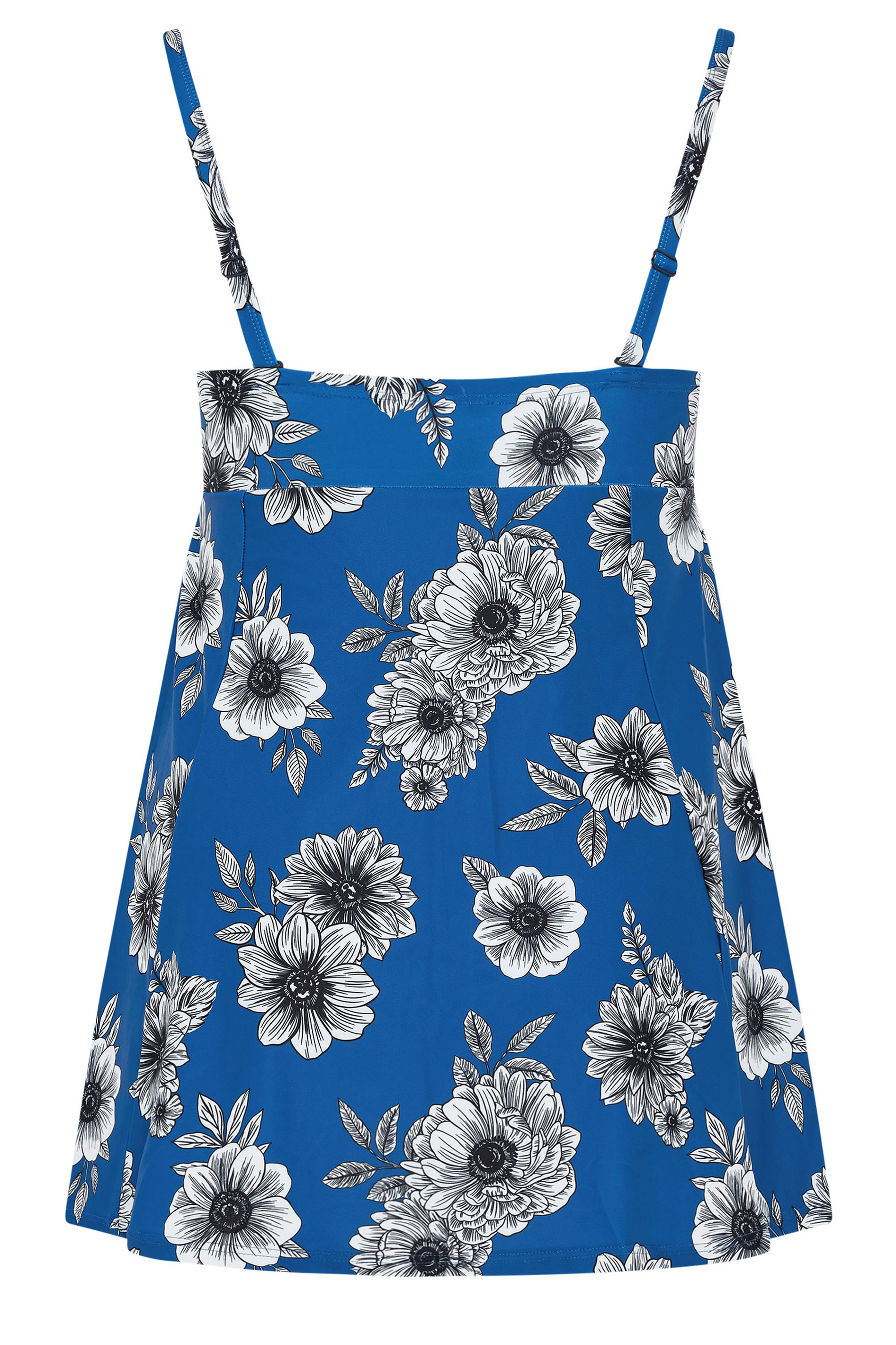 YOURS Plus Size Blue Floral Print Tummy Control Swim Dress | Yours Clothing 9